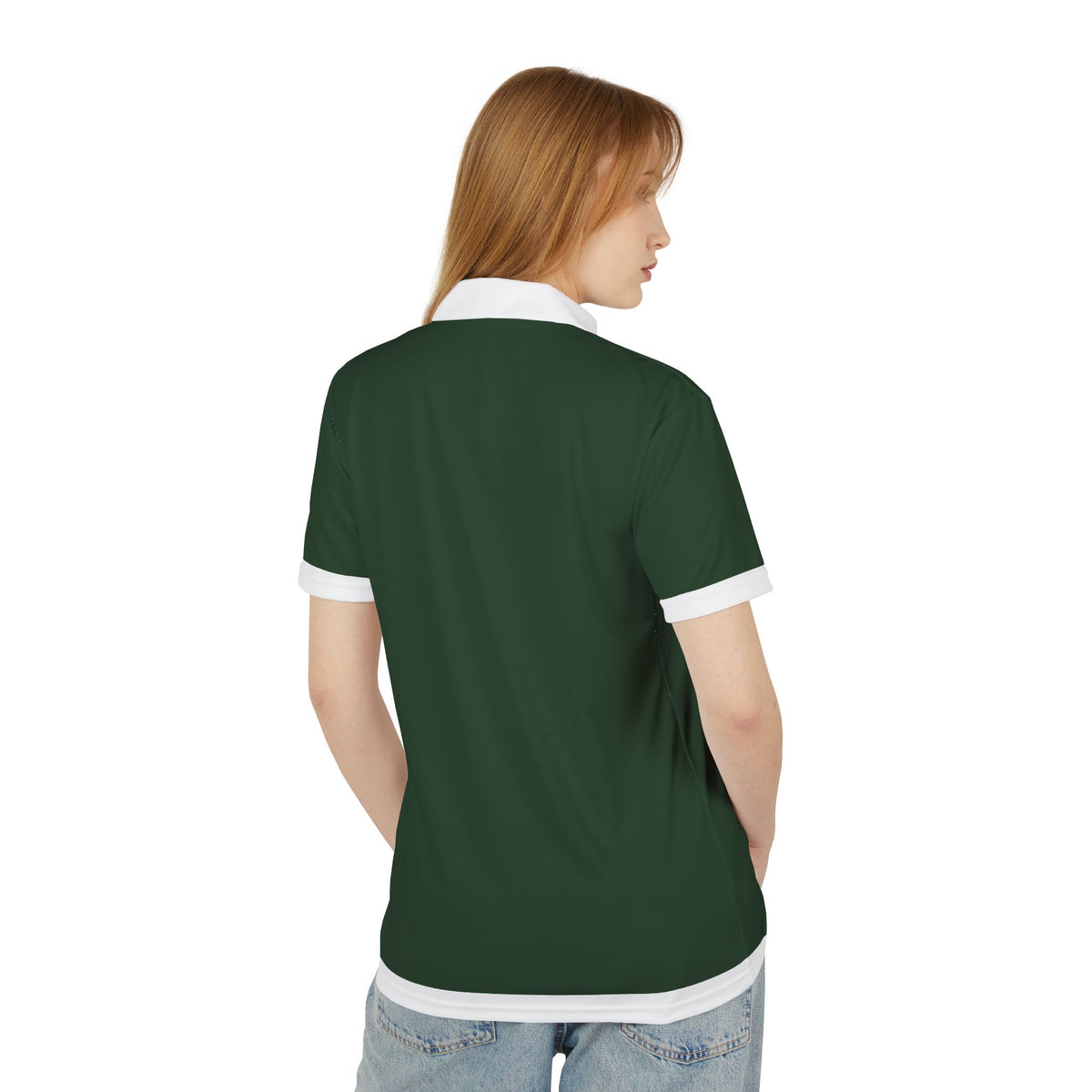 White and Green Trim Polo Shirt