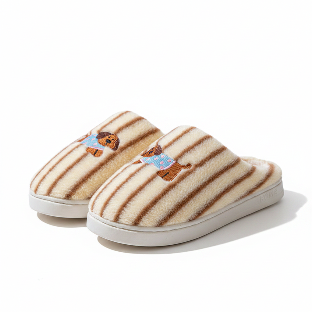 Cozy Dog Plush Cotton Slippers