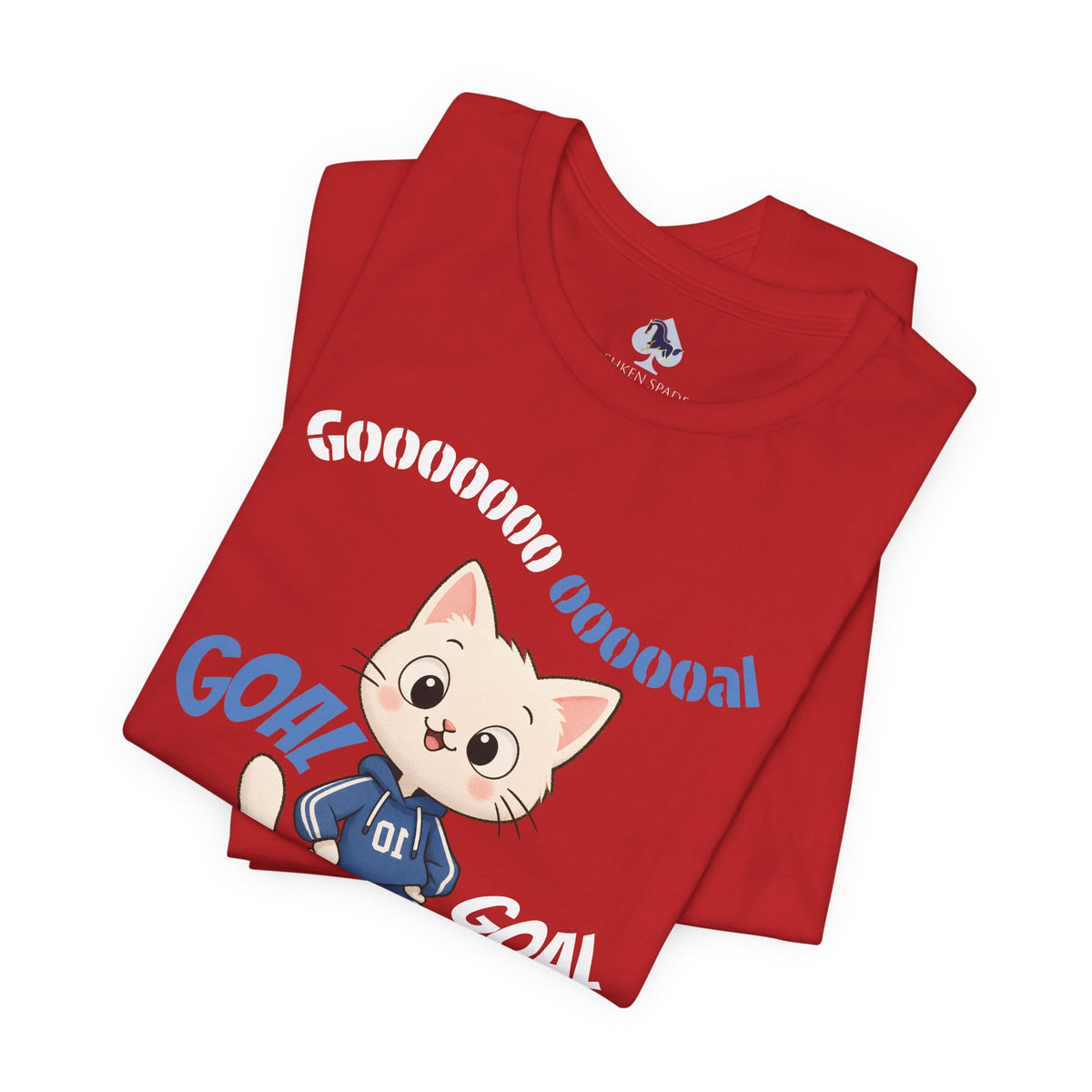 Soccer Cat T-Shirt — Cute 'Goal! Gooooal' Kids & Youth Soccer Tee (Custom Name)