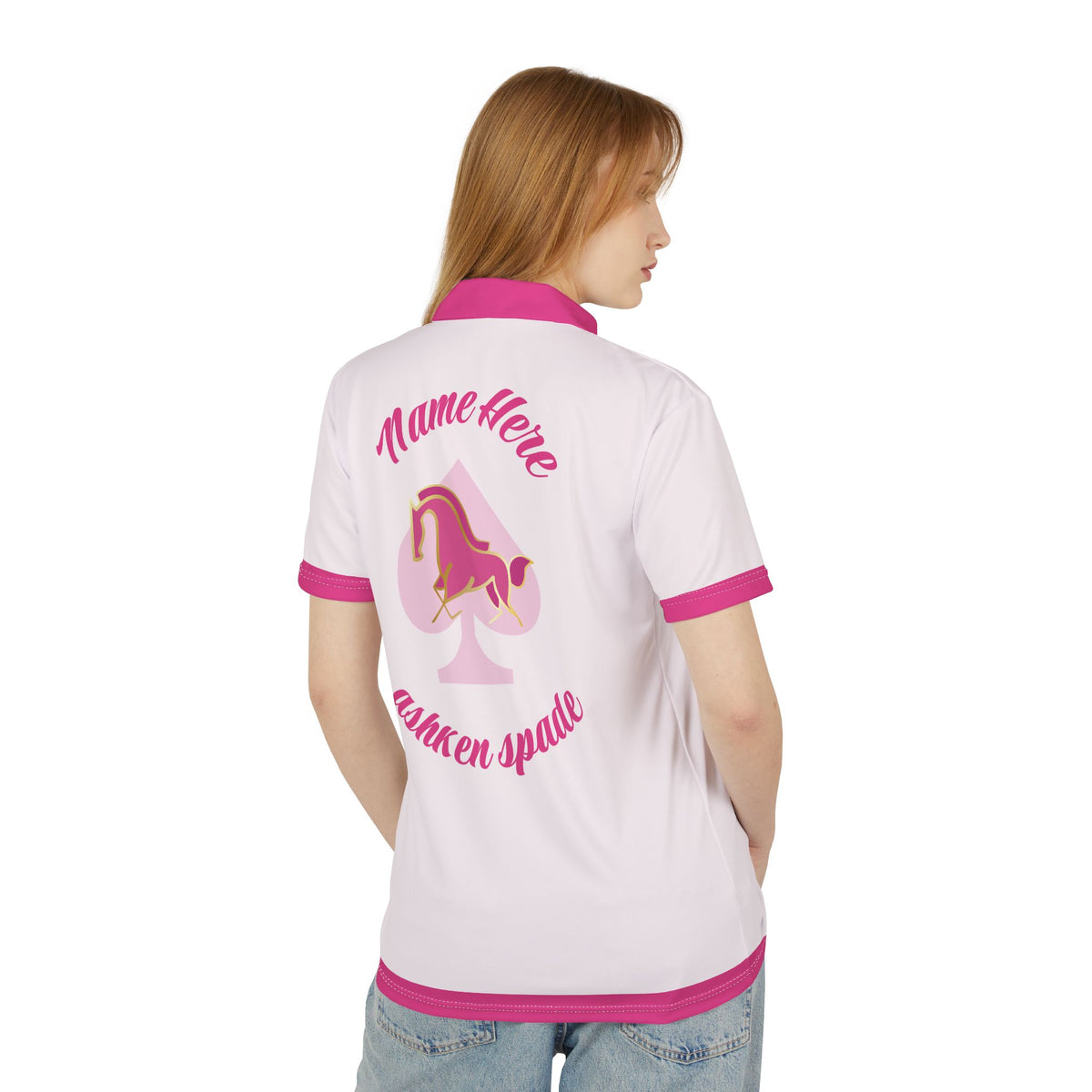 Pink and White Custom Polo Shirt