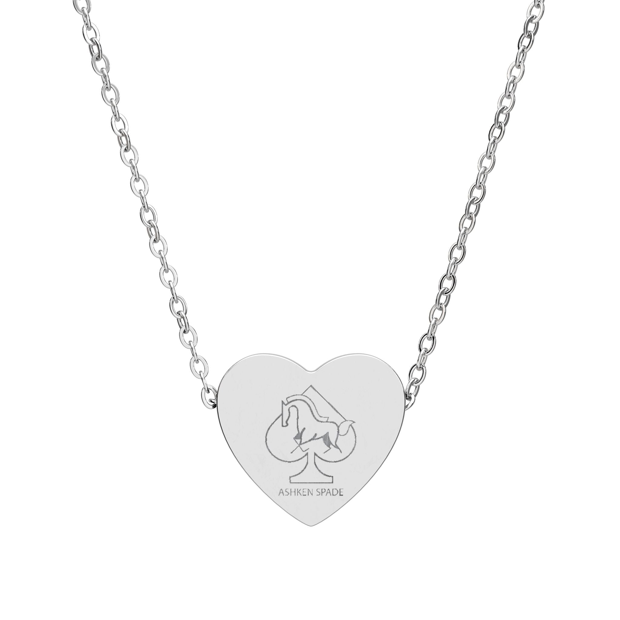 ASHKEN Spade Engraved Heart Necklace