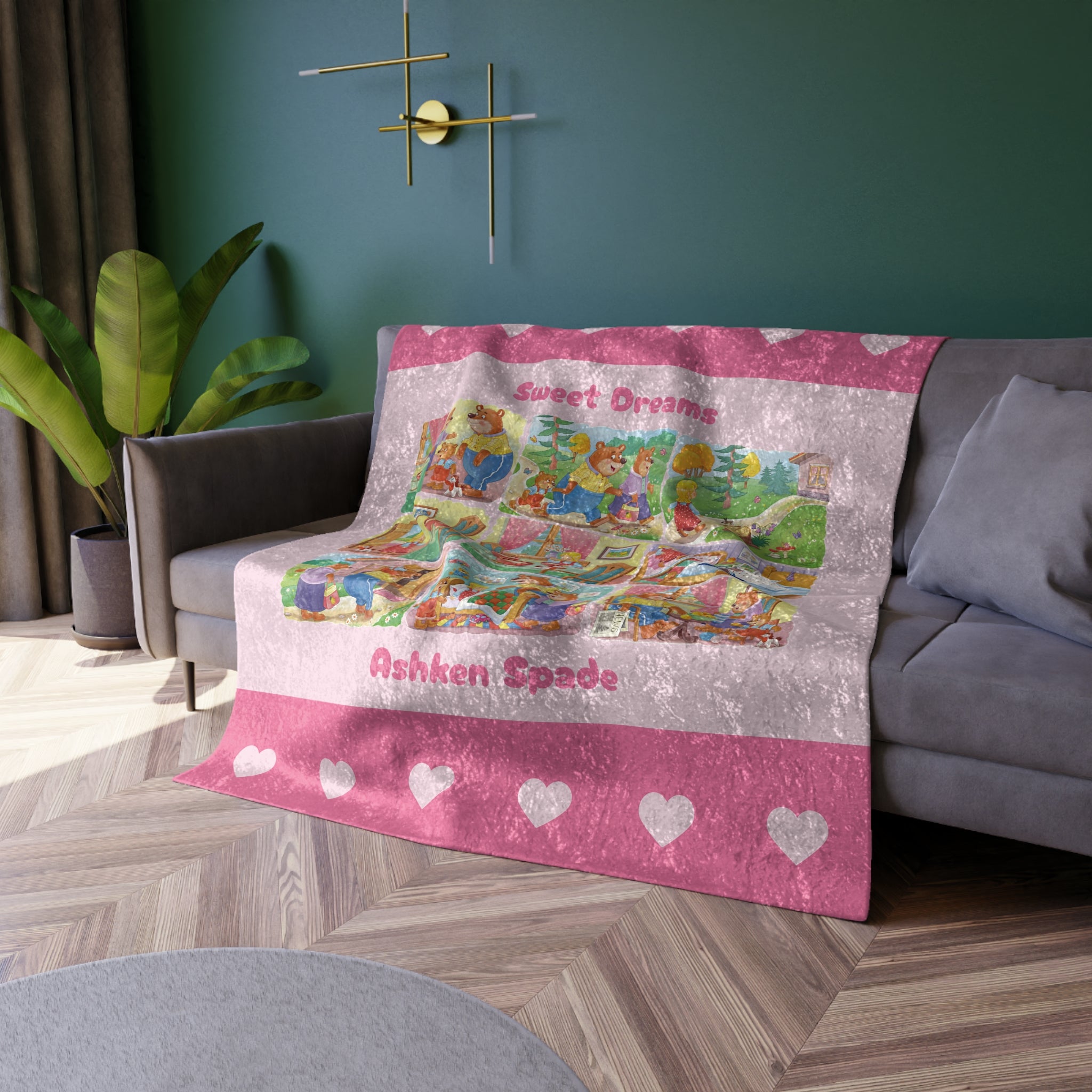 Bears Story Crushed Velvet Blanket