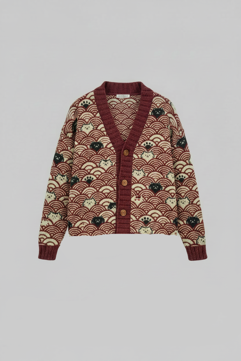 3D Digital Printing Cardigan Knitted Coat Imitation Sweaters