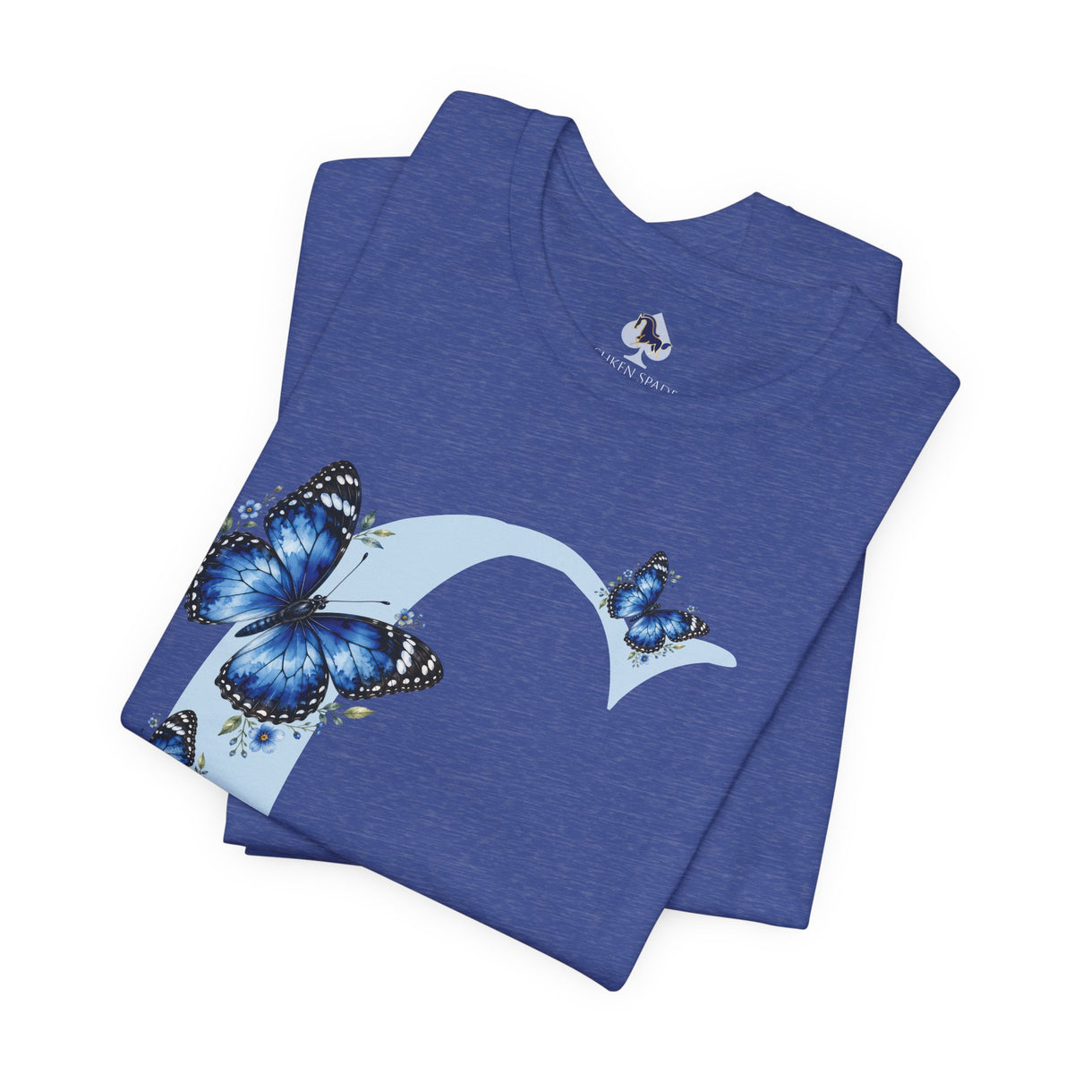 Blue Butterfly Floral Monogram C Letter T-Shirt