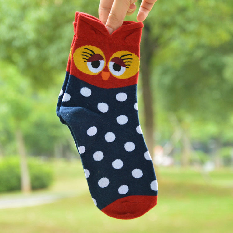 Owl cartoon female socks