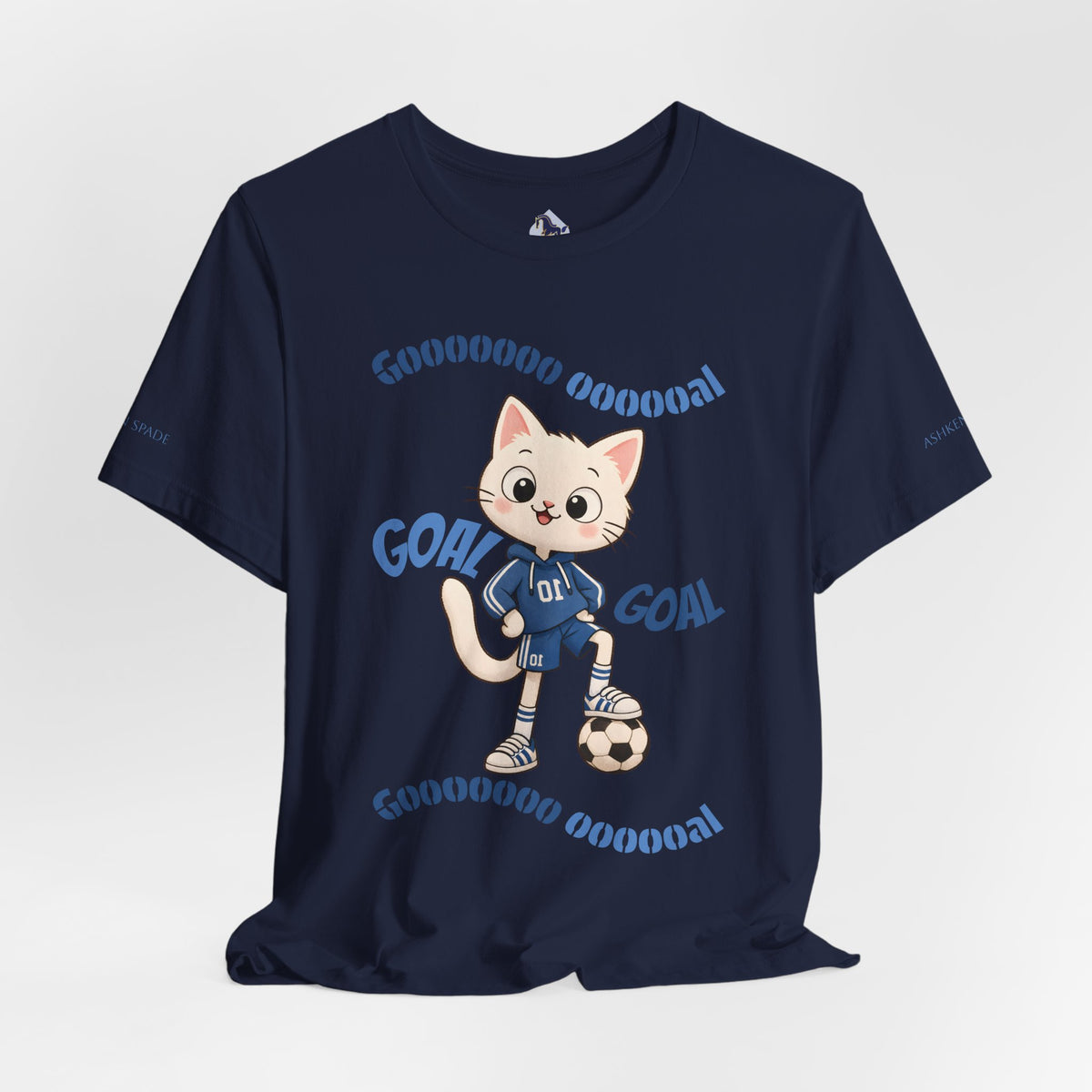 Soccer Cat T-Shirt — Cute 'Goal! Gooooal' Kids & Youth Soccer Tee (Custom Name)
