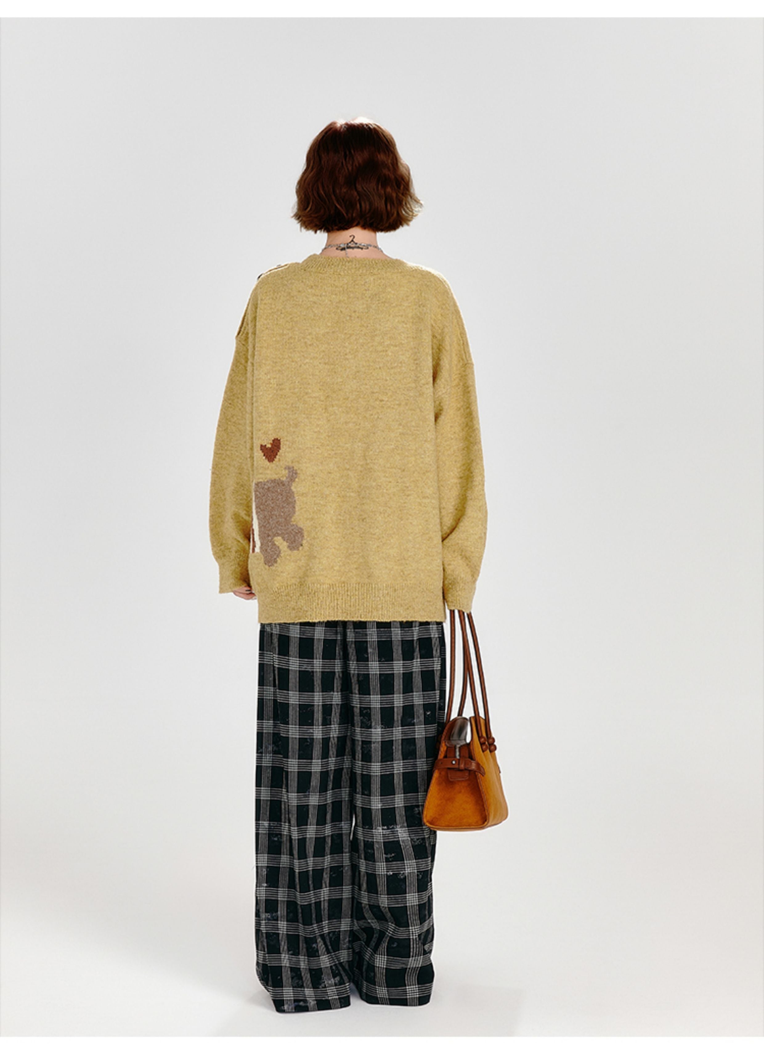 Retro Crew Neck Knitted Sweater Women's Loose Chic Top