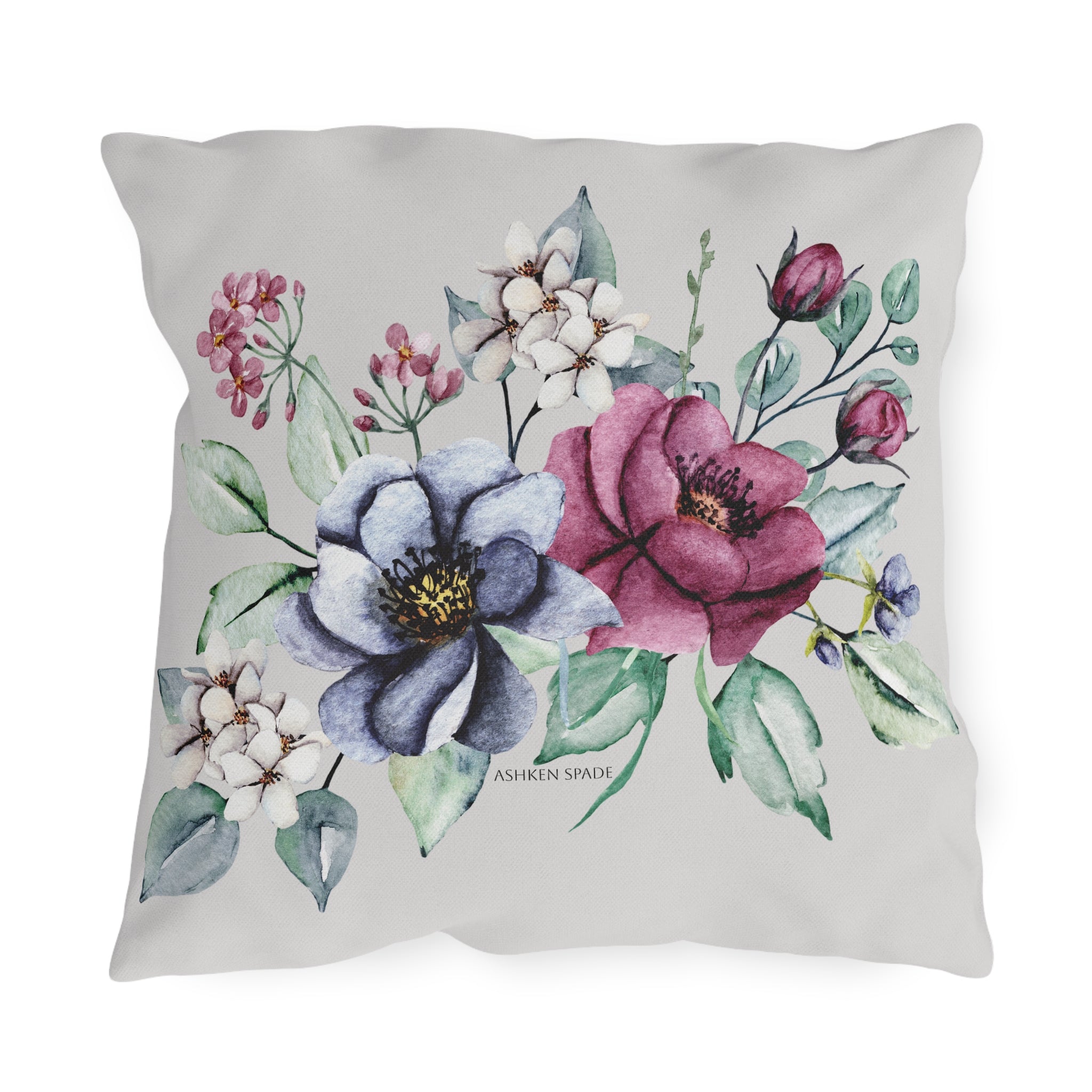 Gray Cushion With Flower