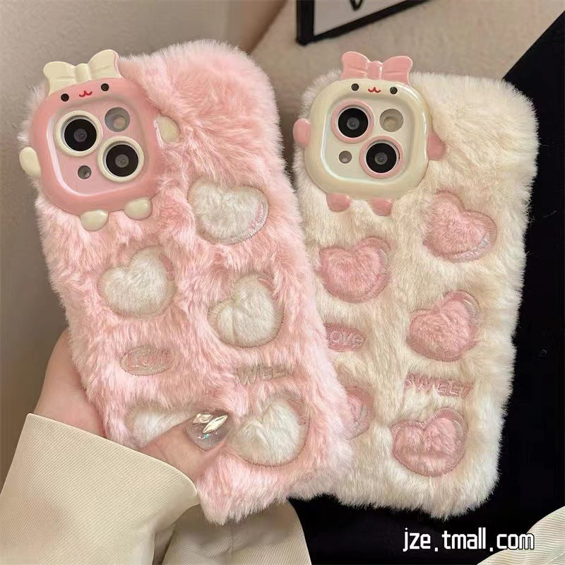 Plush Loving Heart Lens Phone Case