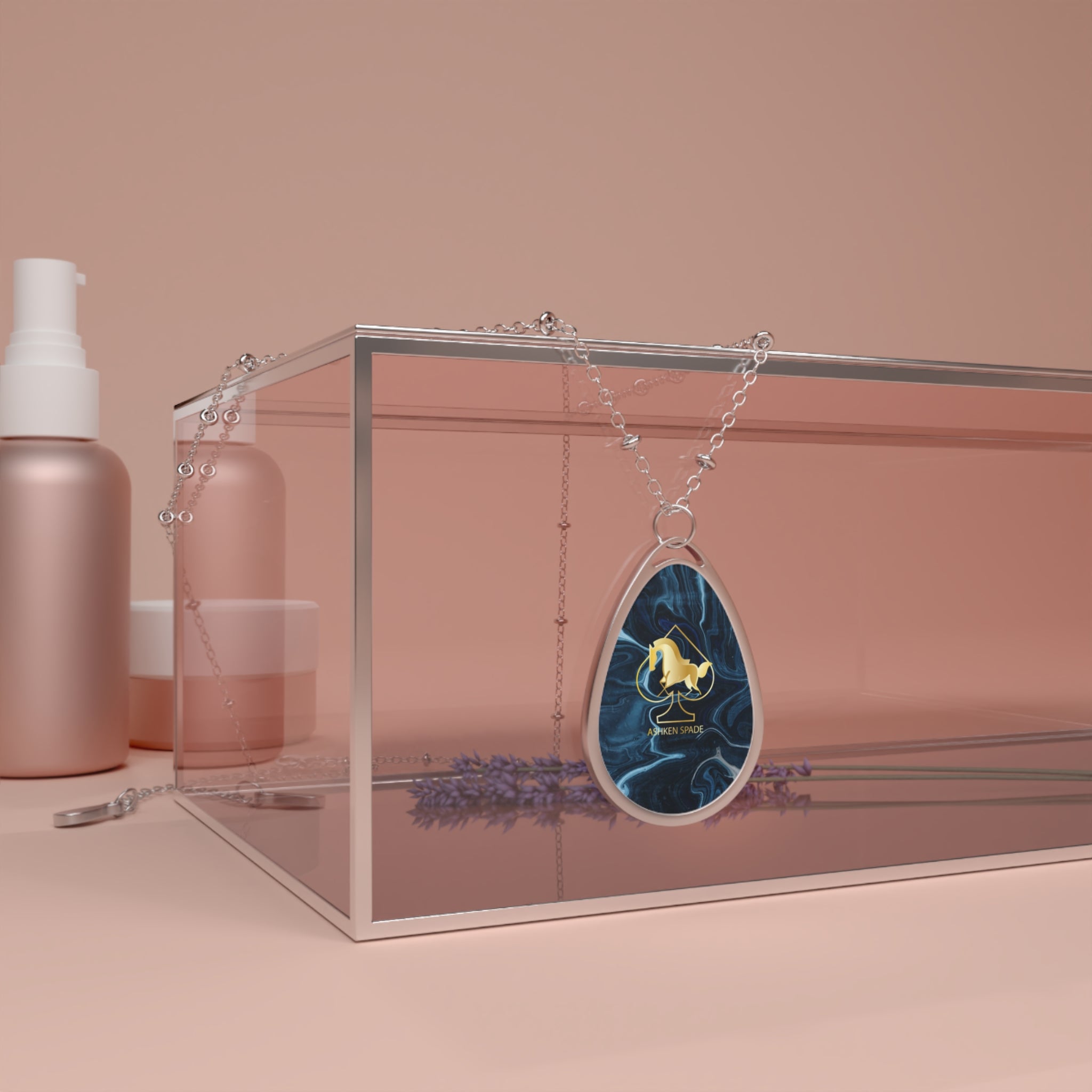 Green Marbel Pendant on Silver Chain