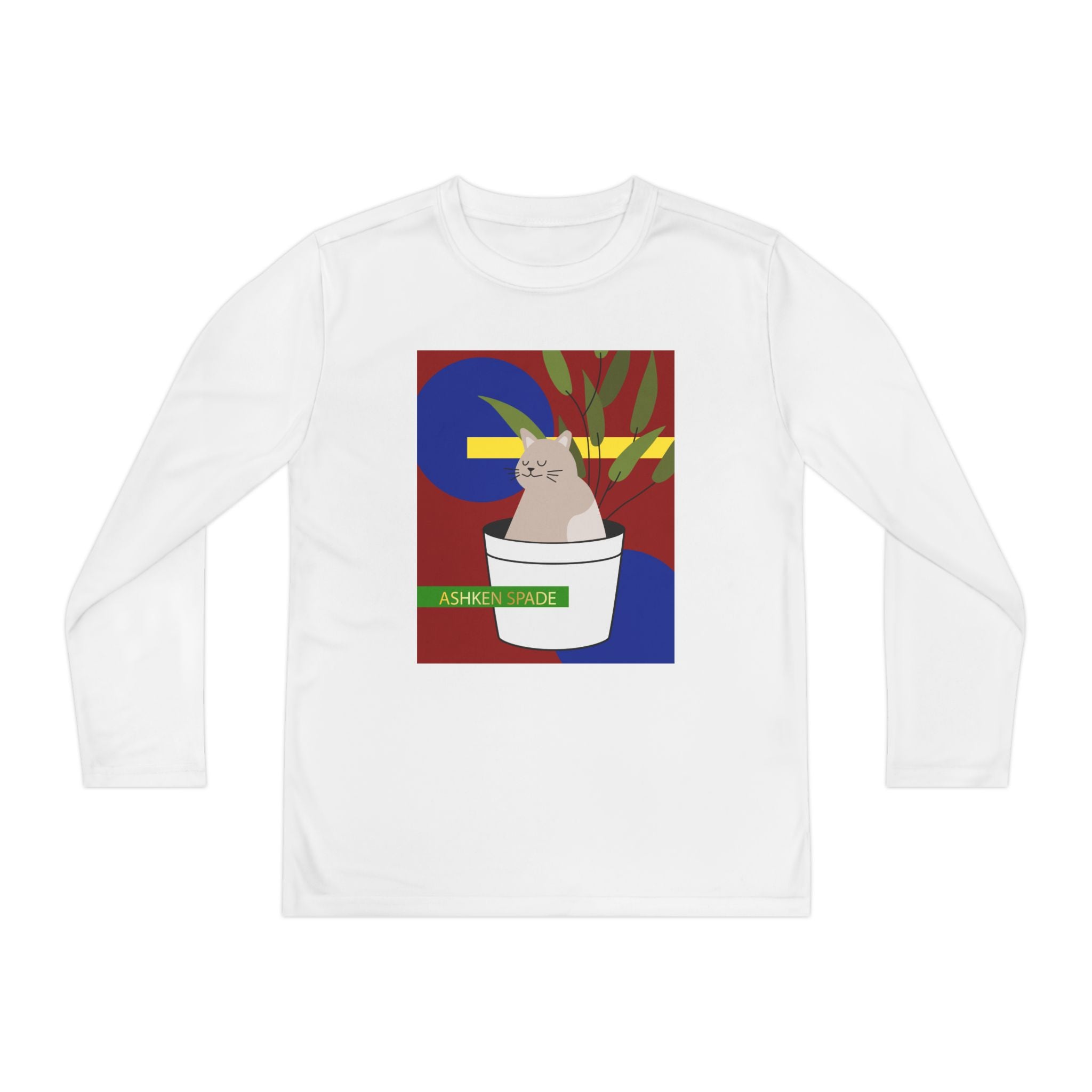 Red Cozy Cat & Plant Youth Long Sleeve Tee