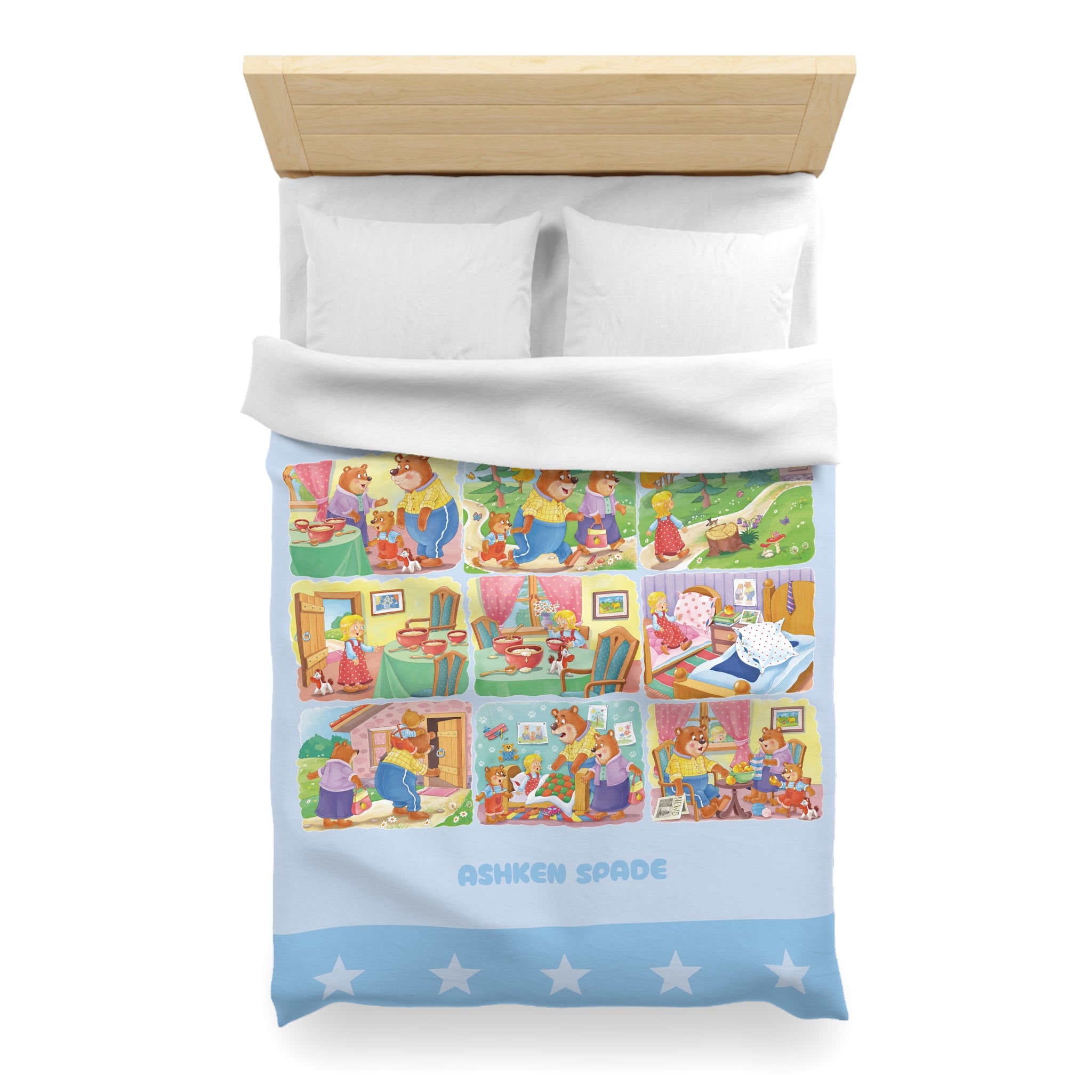 Blue Three Bears Story Duvet Cover