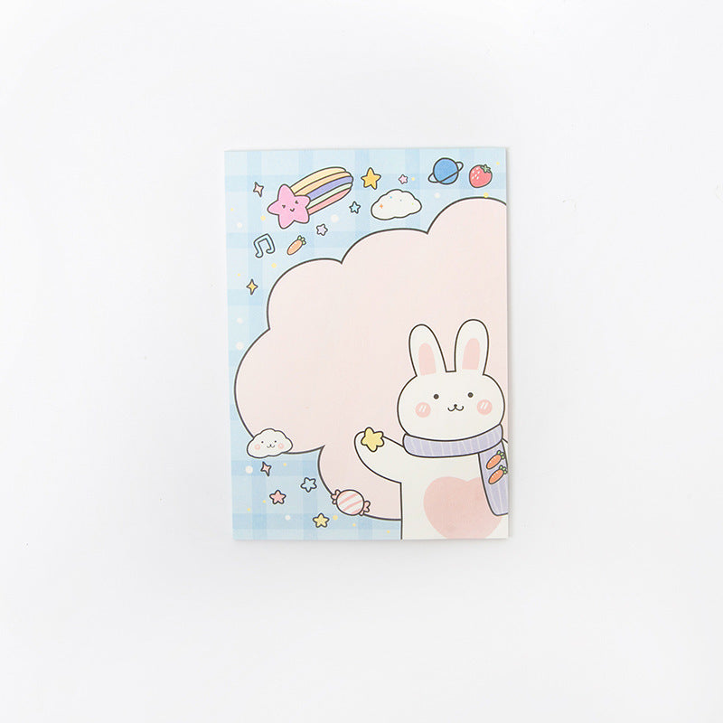 Cute Happy Rabbit Cartoon Plaid Note Stationery