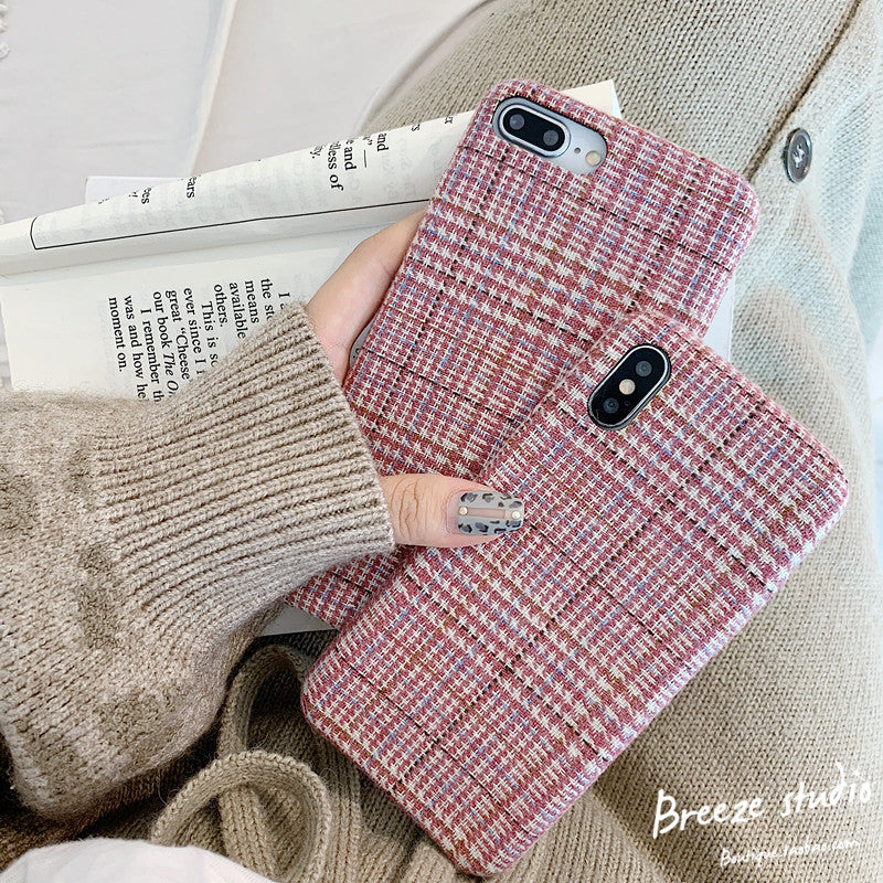 Flannelette Plaid Cell Phone Case Wool