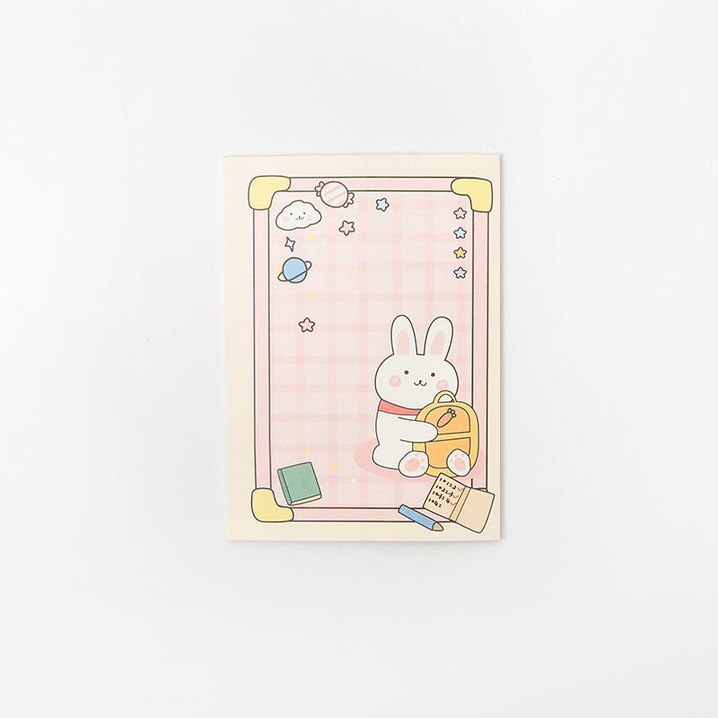 Cute Happy Rabbit Cartoon Plaid Note Stationery