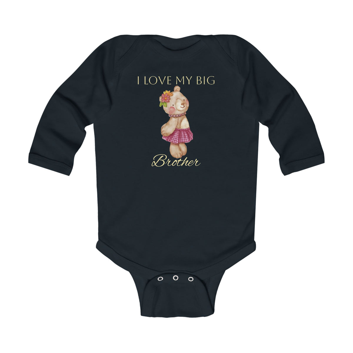 ‘I Love My Big Brother’ Cute Floral BearBaby Onesie