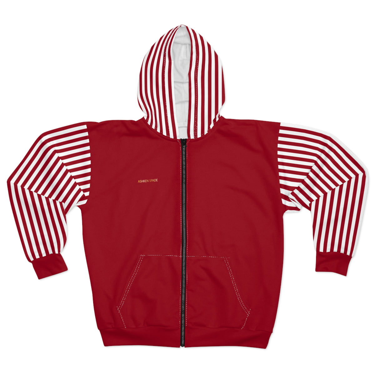 Red and White Candy Cane Striped Zip Hoodie