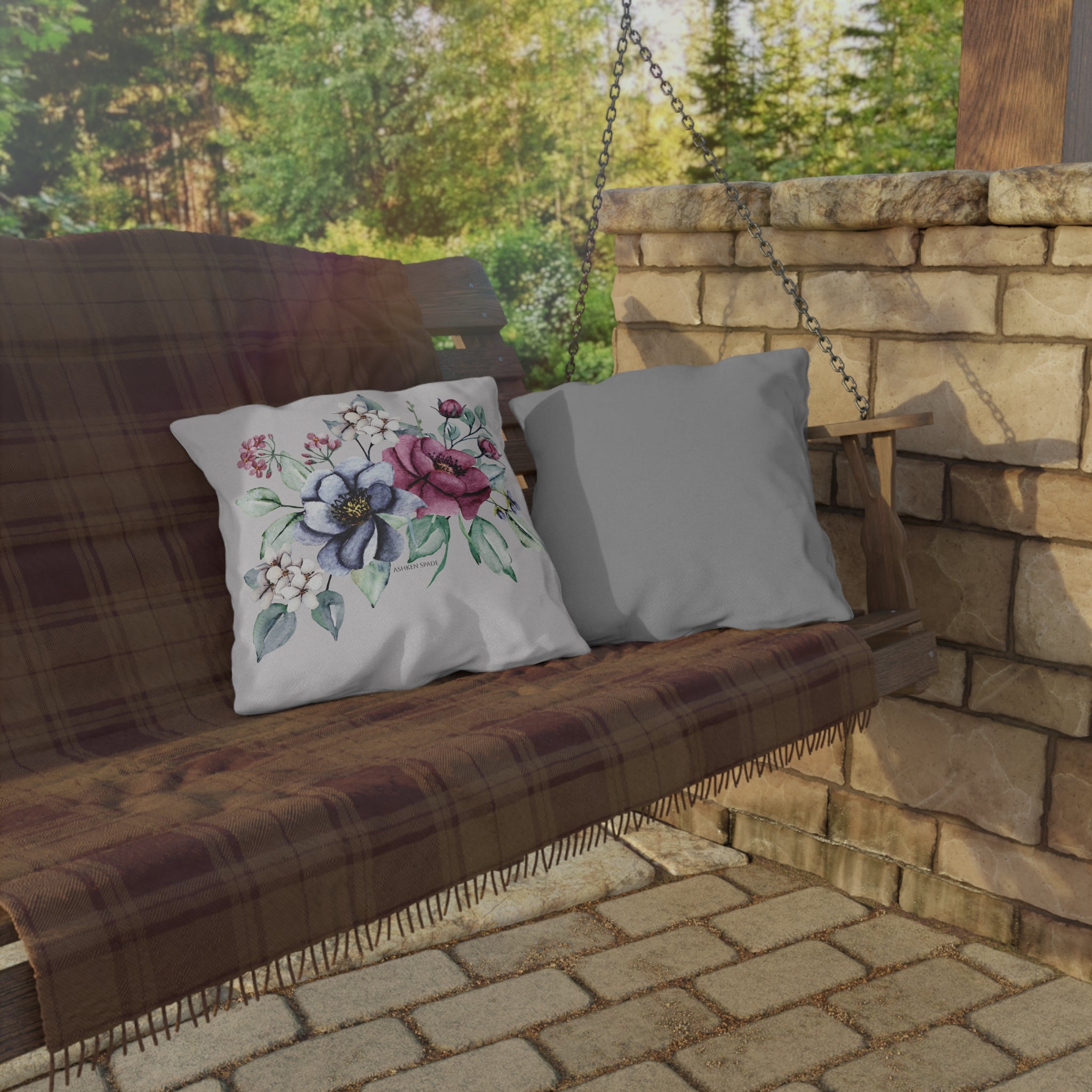 Gray Cushion With Flower