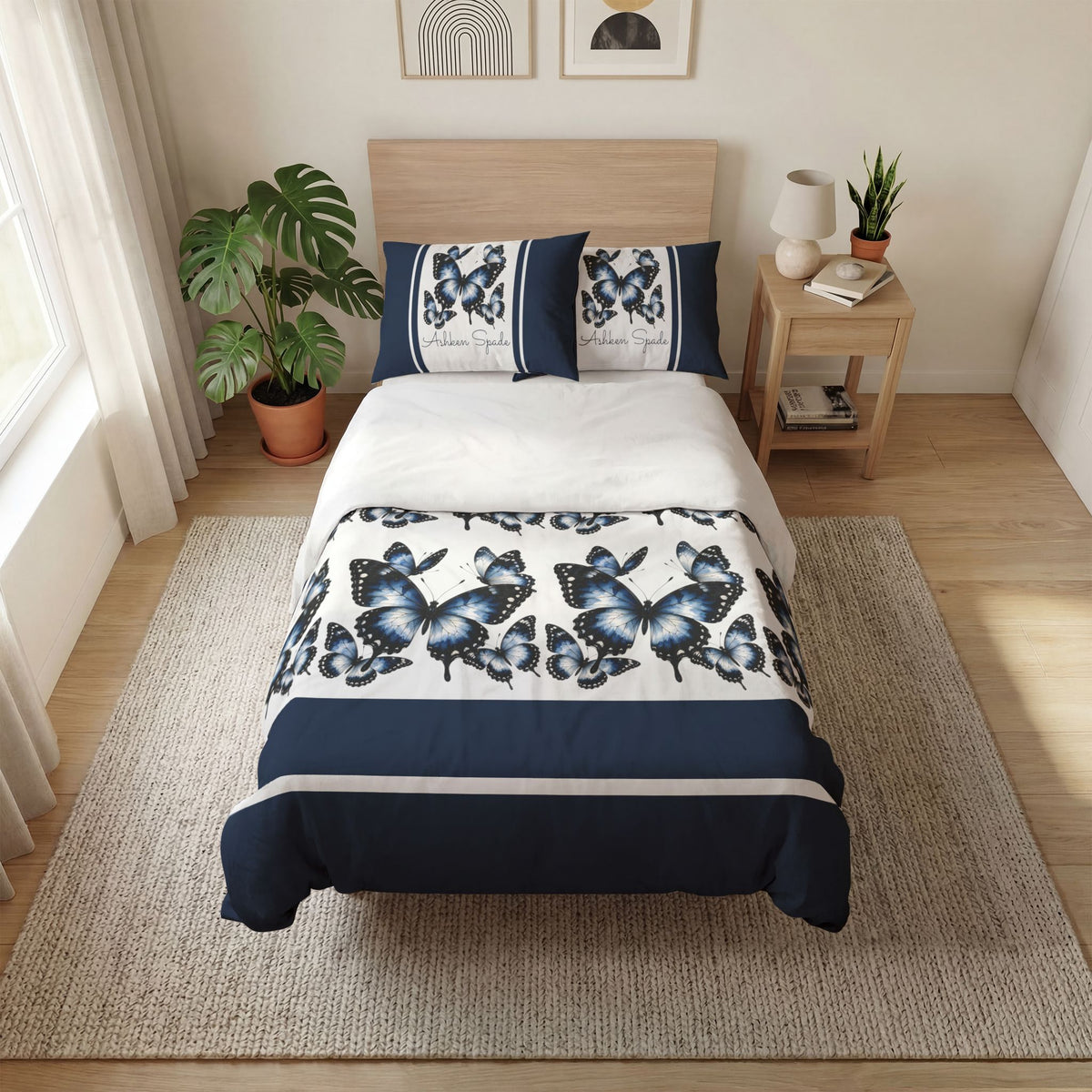 Blue Butterfly Quilt Cover Set
