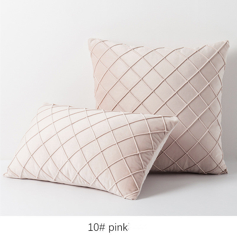 Diamond plaid velvet pillowcase