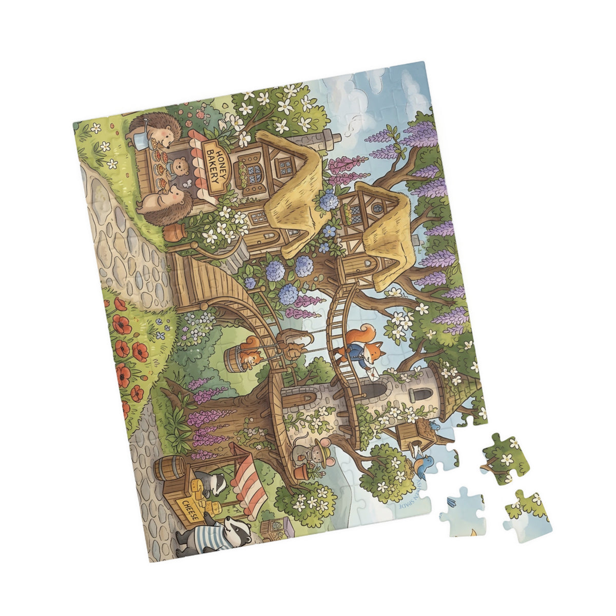 Whimsical Treehouse Village Puzzle — 252/520/1014 pc Scenic Jigsaw for Adults & Kids