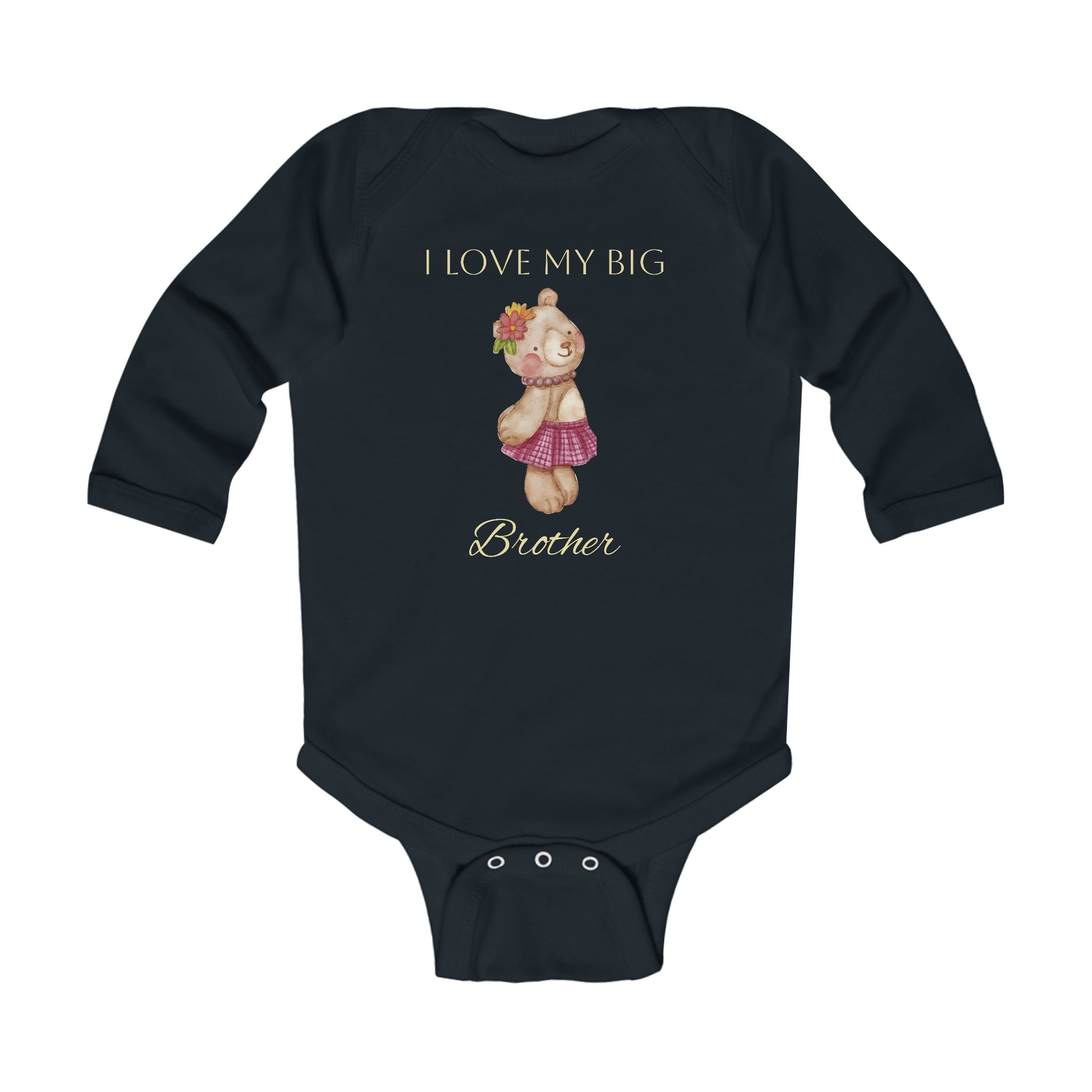 ‘I Love My Big Brother’ Cute Floral BearBaby Onesie