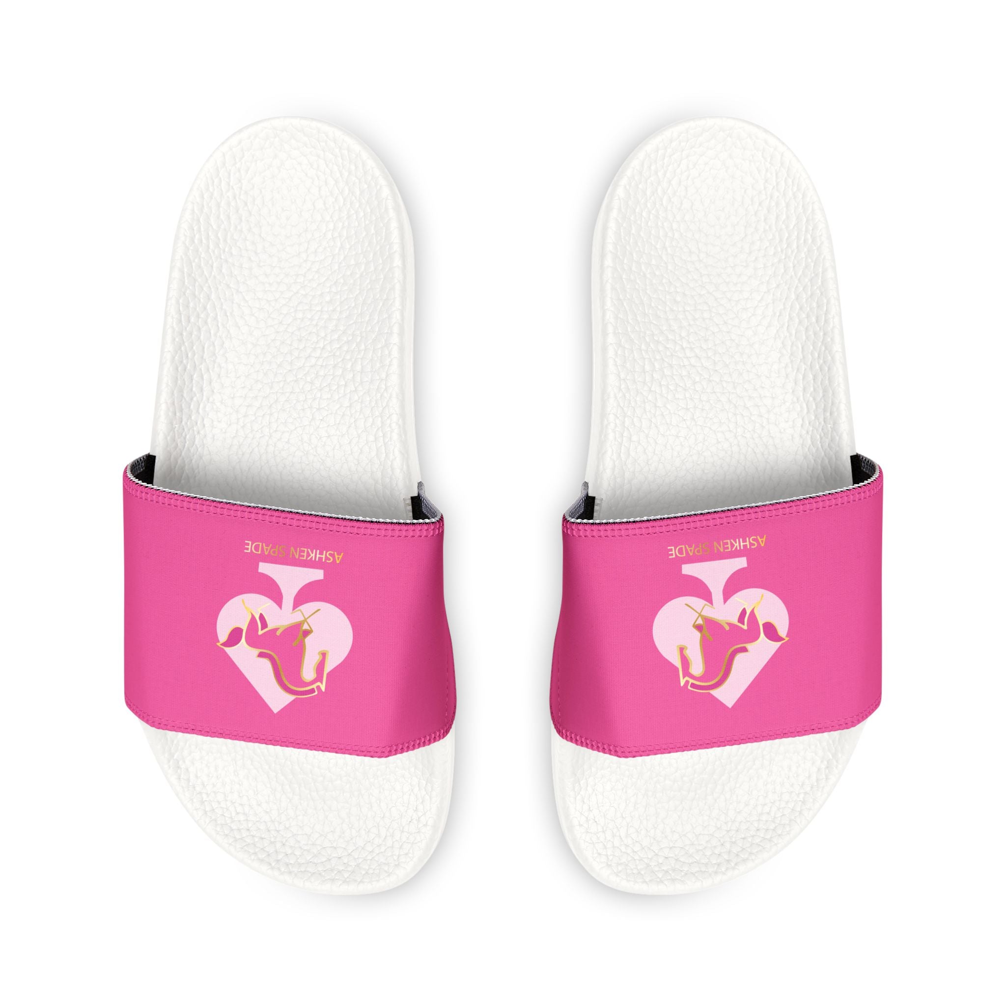 Youth Pink Slide Sandals with Ashken Spade Logo