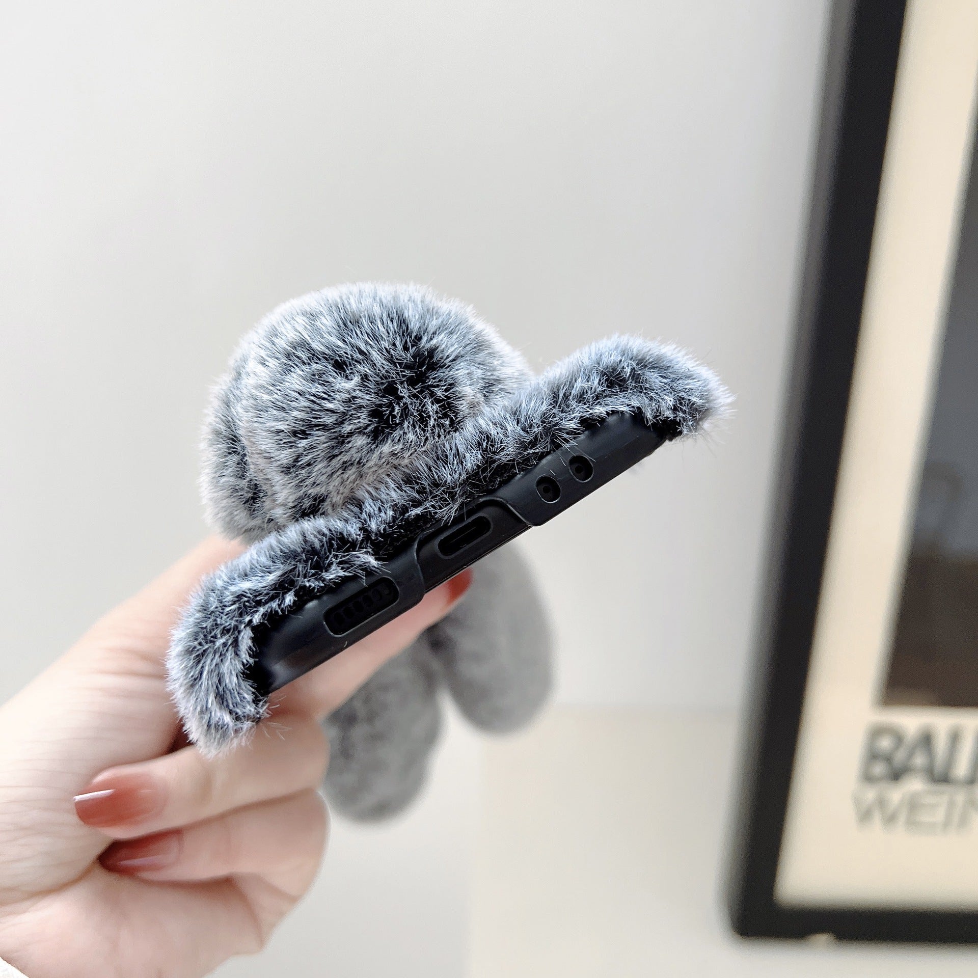 Foldable Screen Plush Rabbit Ears Mobile Phone Protective Case
