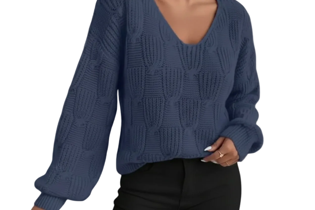 Loose Knitwear V-neck Solid Color Pullover Sweater