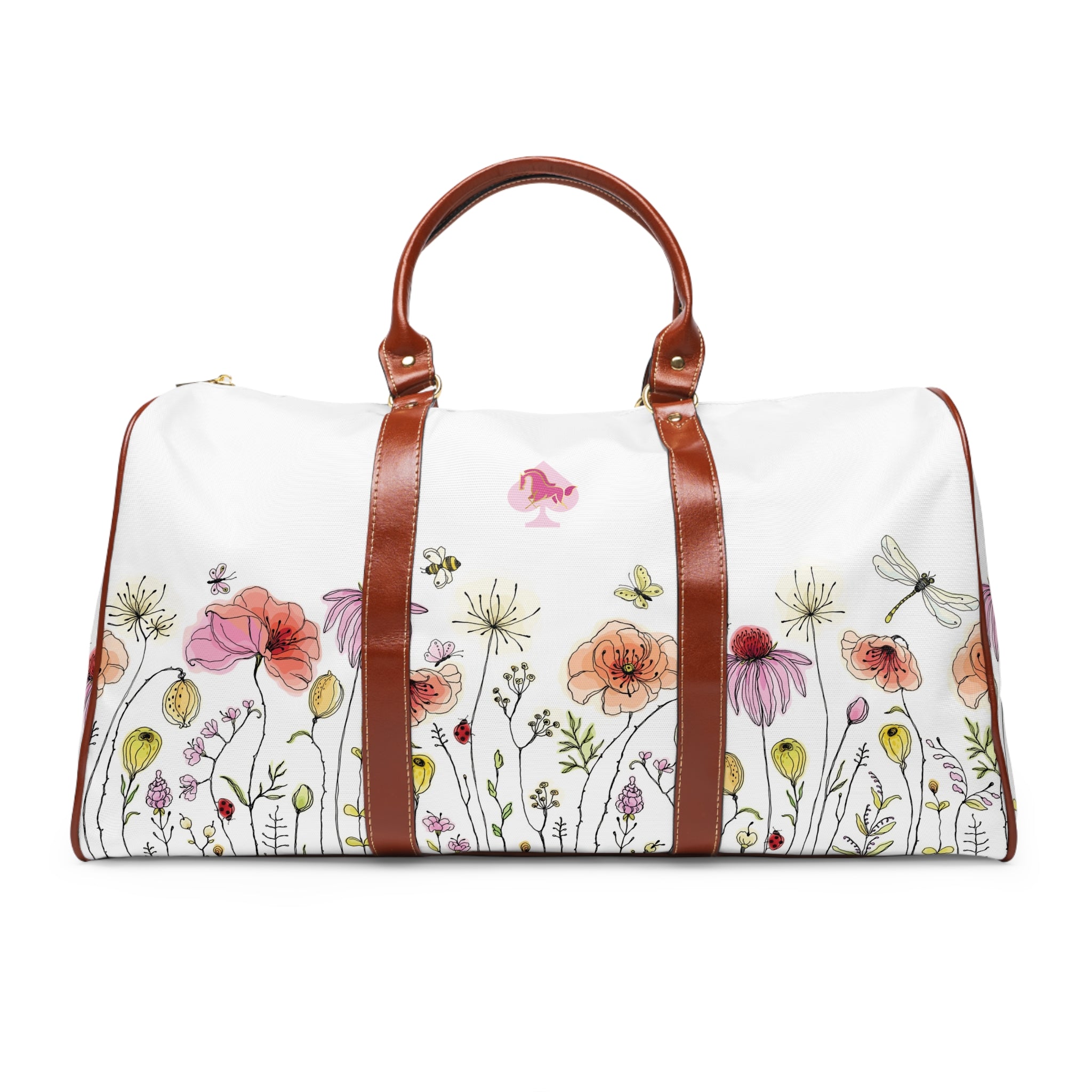 Travel Duffel with Flowers Background