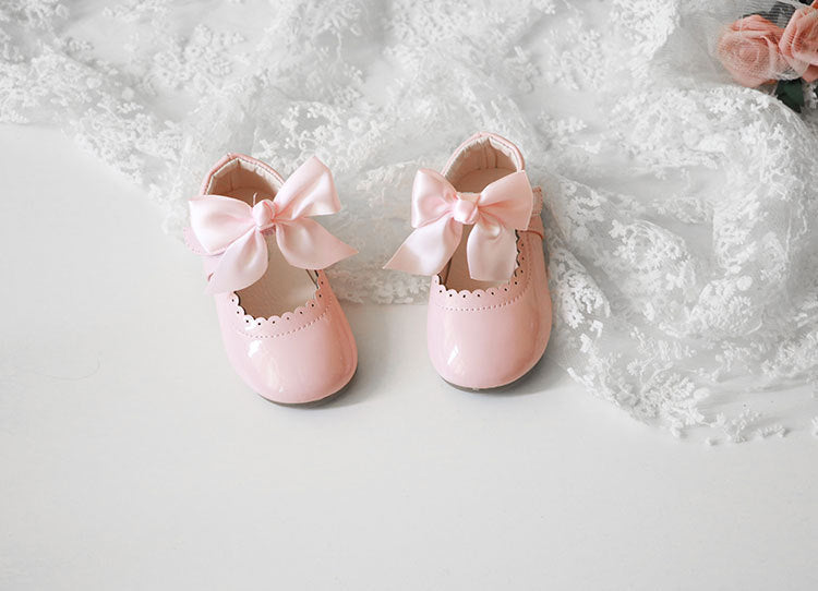 Elegant Bow Leather Girls Shoes