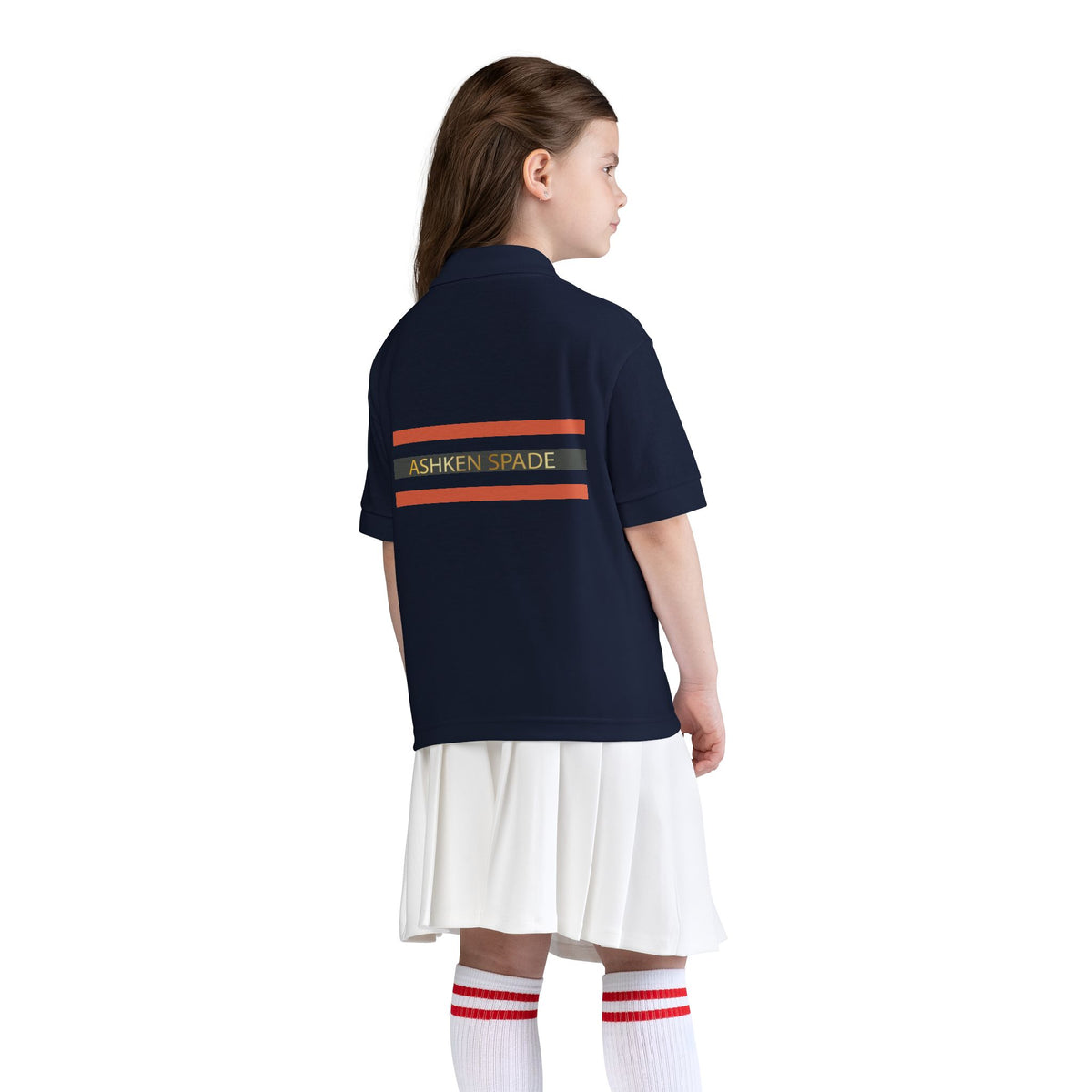 Youth Polo Shirt — 'Ashken Spade' Retro Stripe Chest & Back Logo