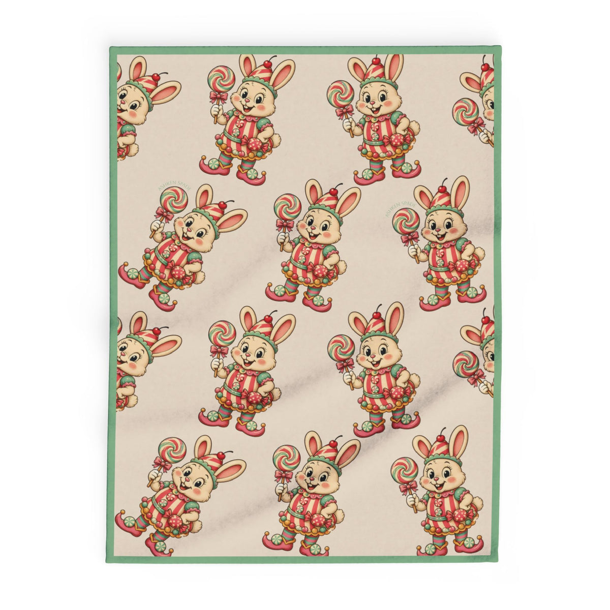 Cute Retro BunBon Character Pattern Fleece Blanket