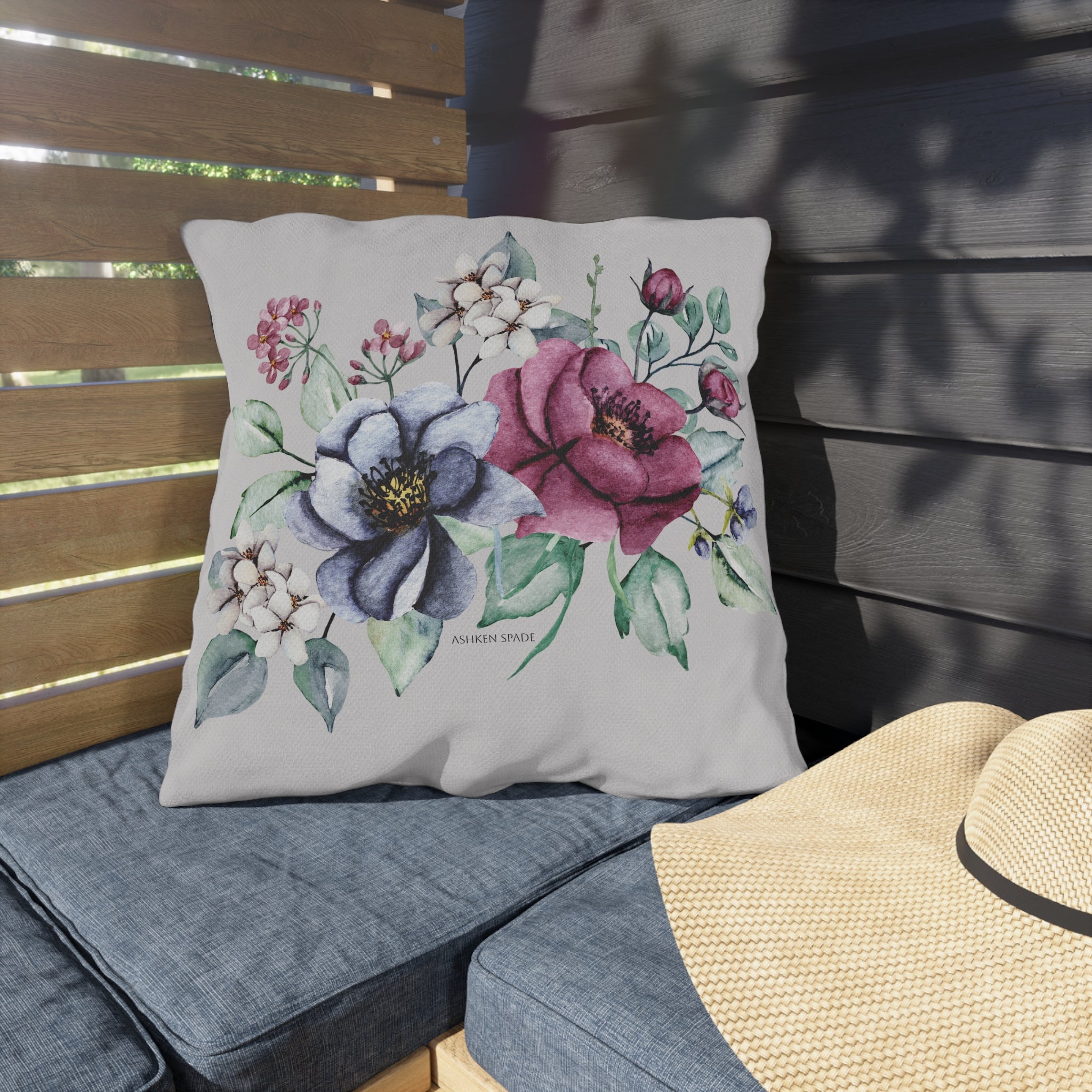 Gray Cushion With Flower