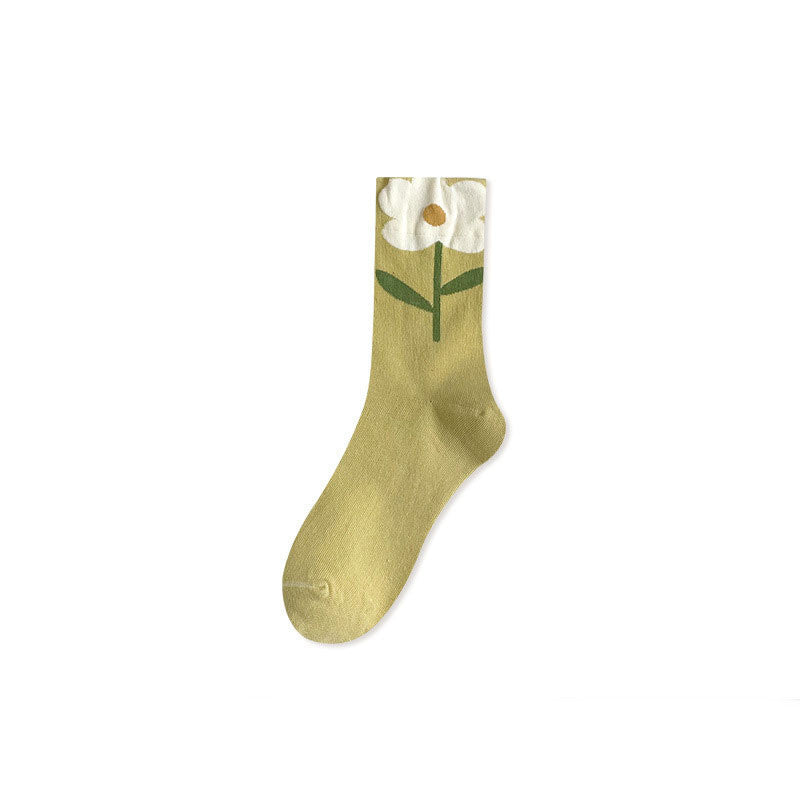 Retro Flower Mid-Calf Socks
