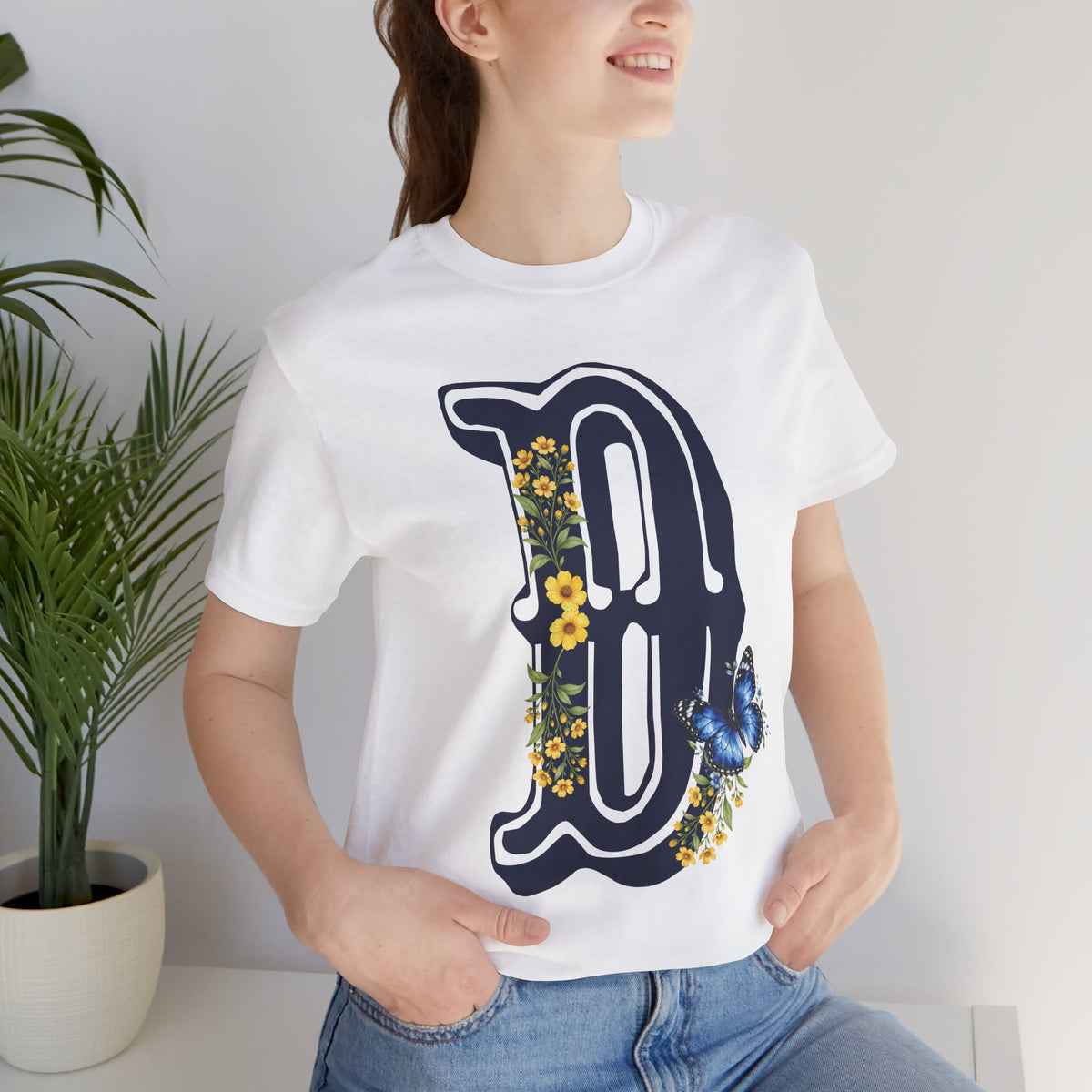 Floral Monogram B Letter T-Shirt