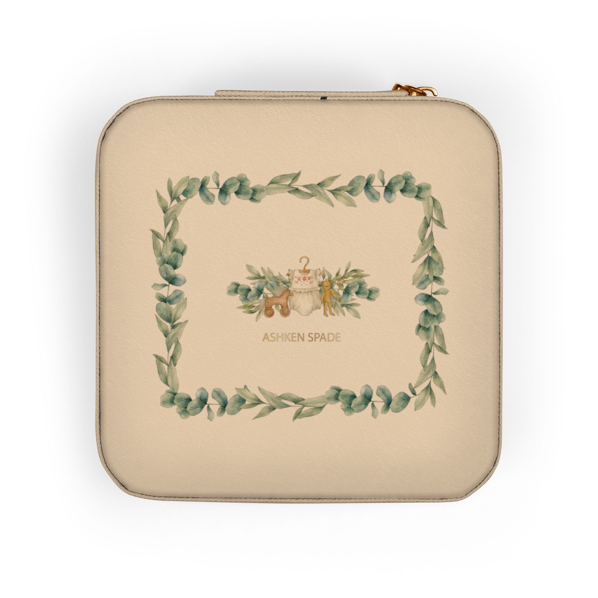 Green Wreath With Bear Jewelry Travel Case