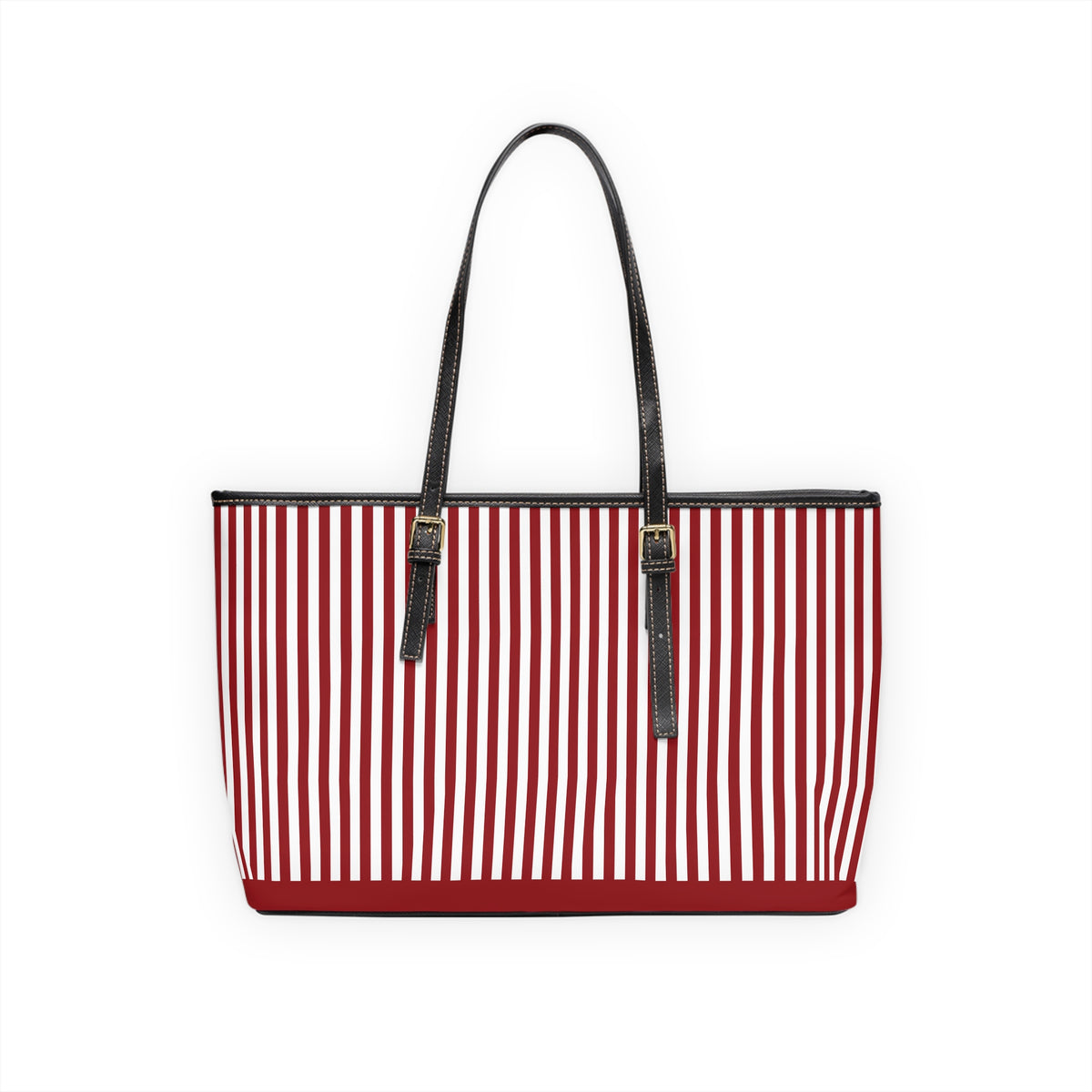 Red and White Striped PU Leather Shoulder Bag