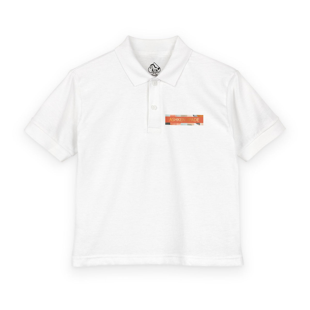Youth Polo Shirt — 'Ashken Spade' Retro Stripe Chest & Back Logo