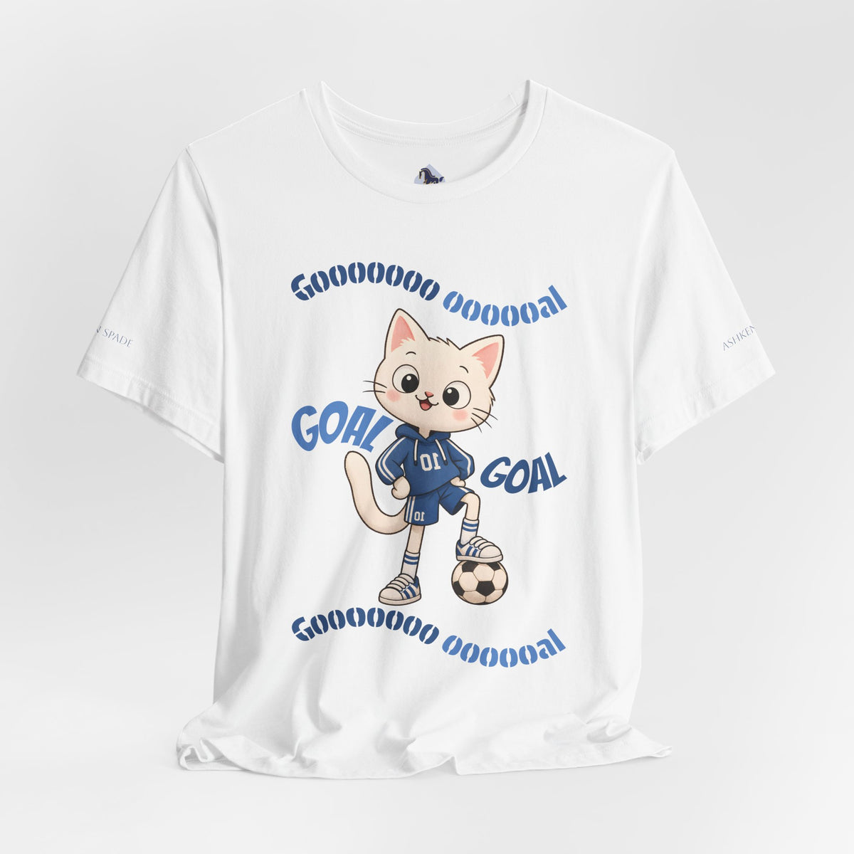 Soccer Cat T-Shirt — Cute 'Goal! Gooooal' Kids & Youth Soccer Tee (Custom Name)