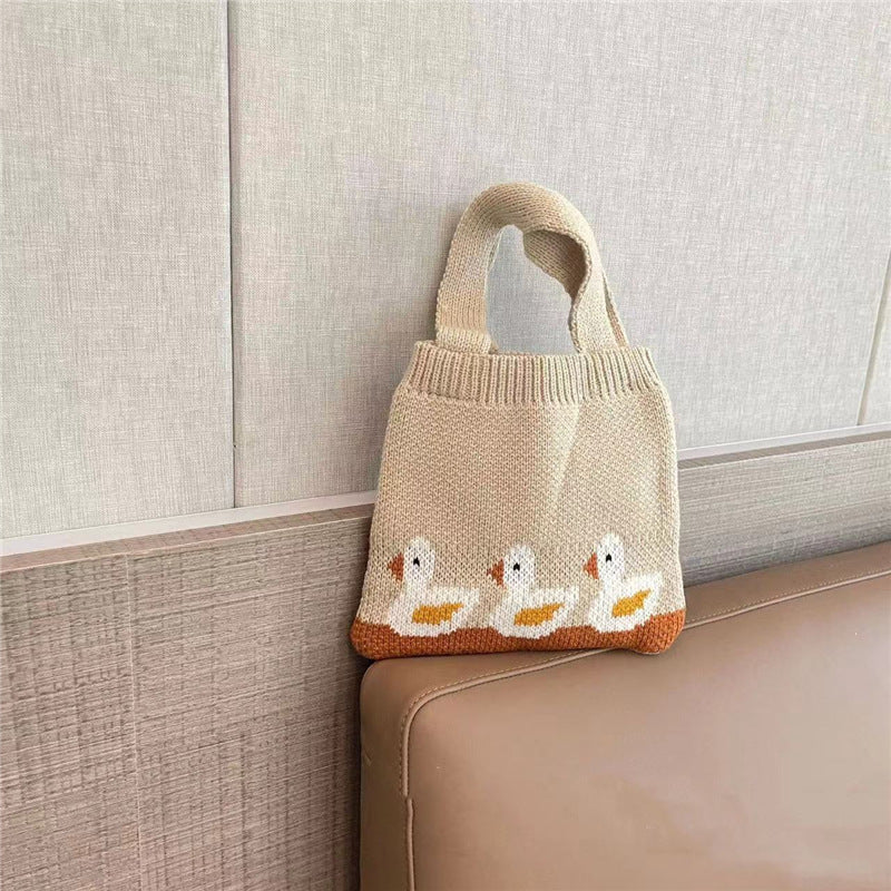 Children's Knitted Shoulder Bag Cartoon Bag