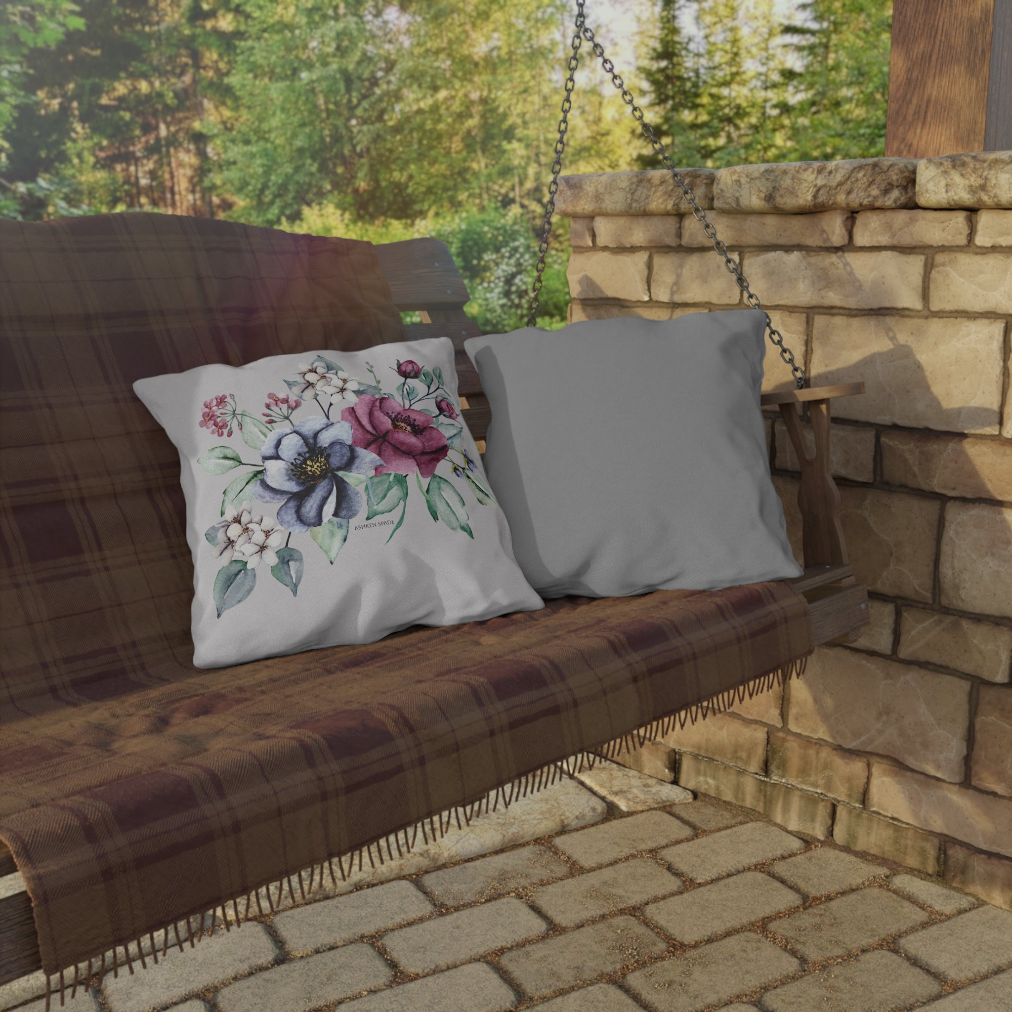 Gray Cushion With Flower