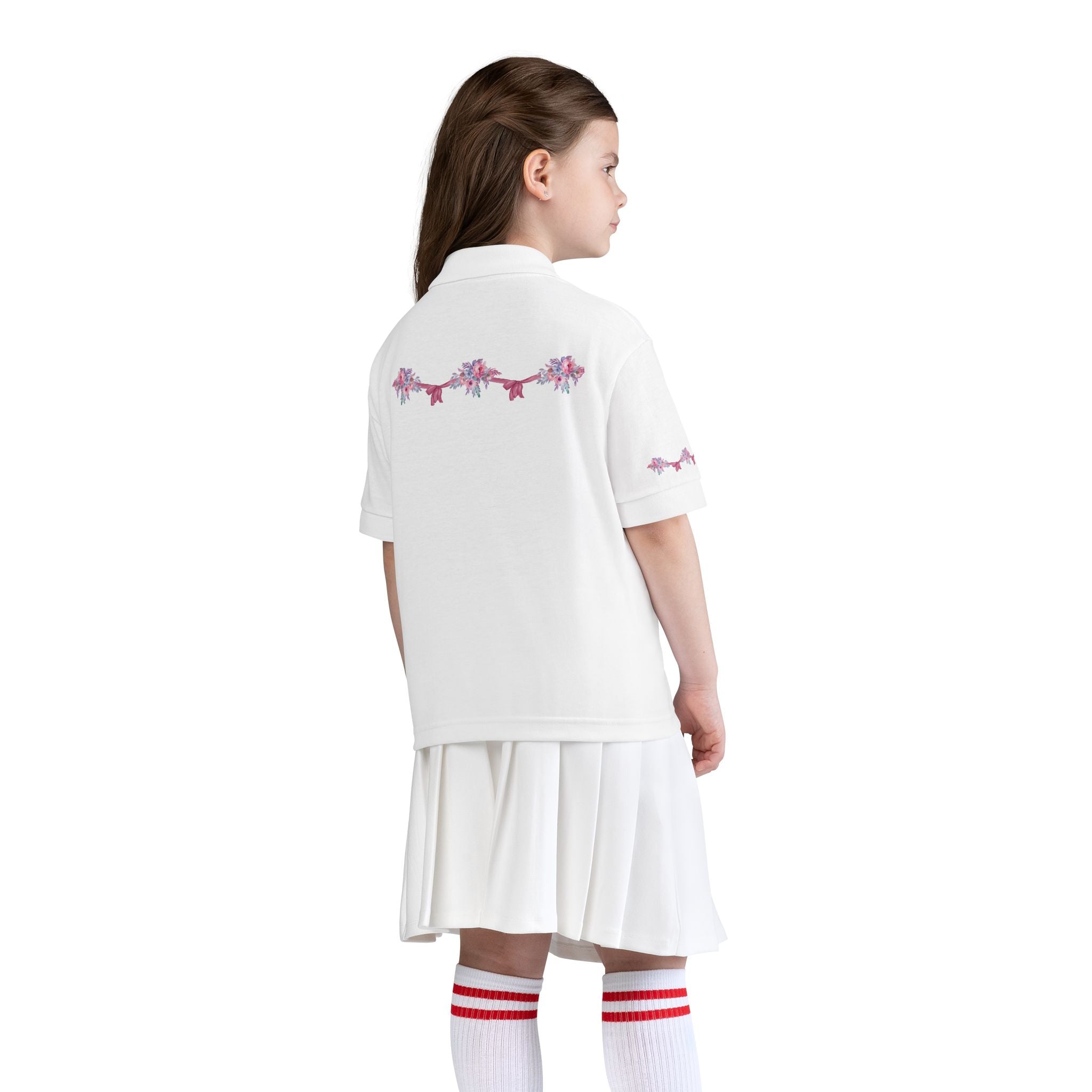Youth Polo Shirt - Pink Floral Ribbon