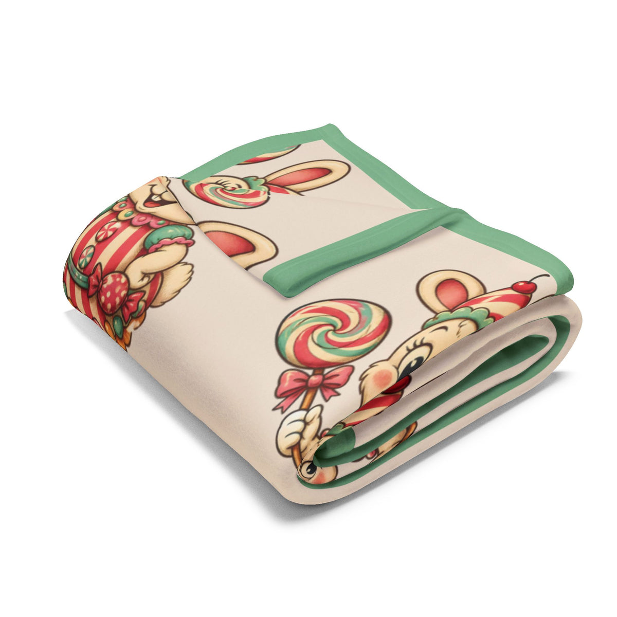 Cute Retro BunBon Character Pattern Fleece Blanket