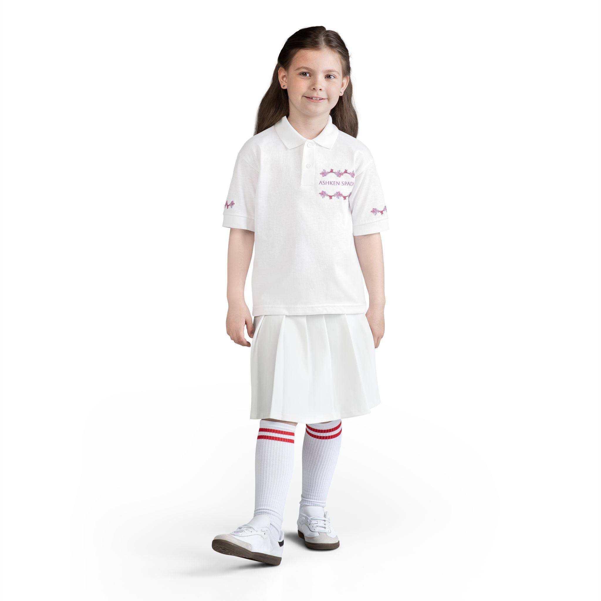 Youth Polo Shirt - Pink Floral Ribbon