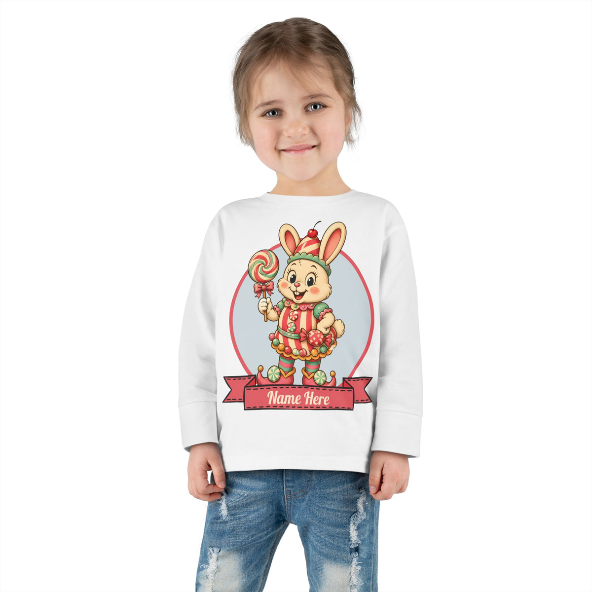 Personalized 'Bun Bon' Bunny Toddler Long Sleeve Tee