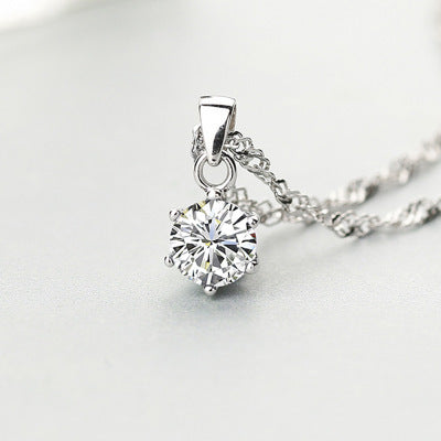 Inlaid six prong pendant