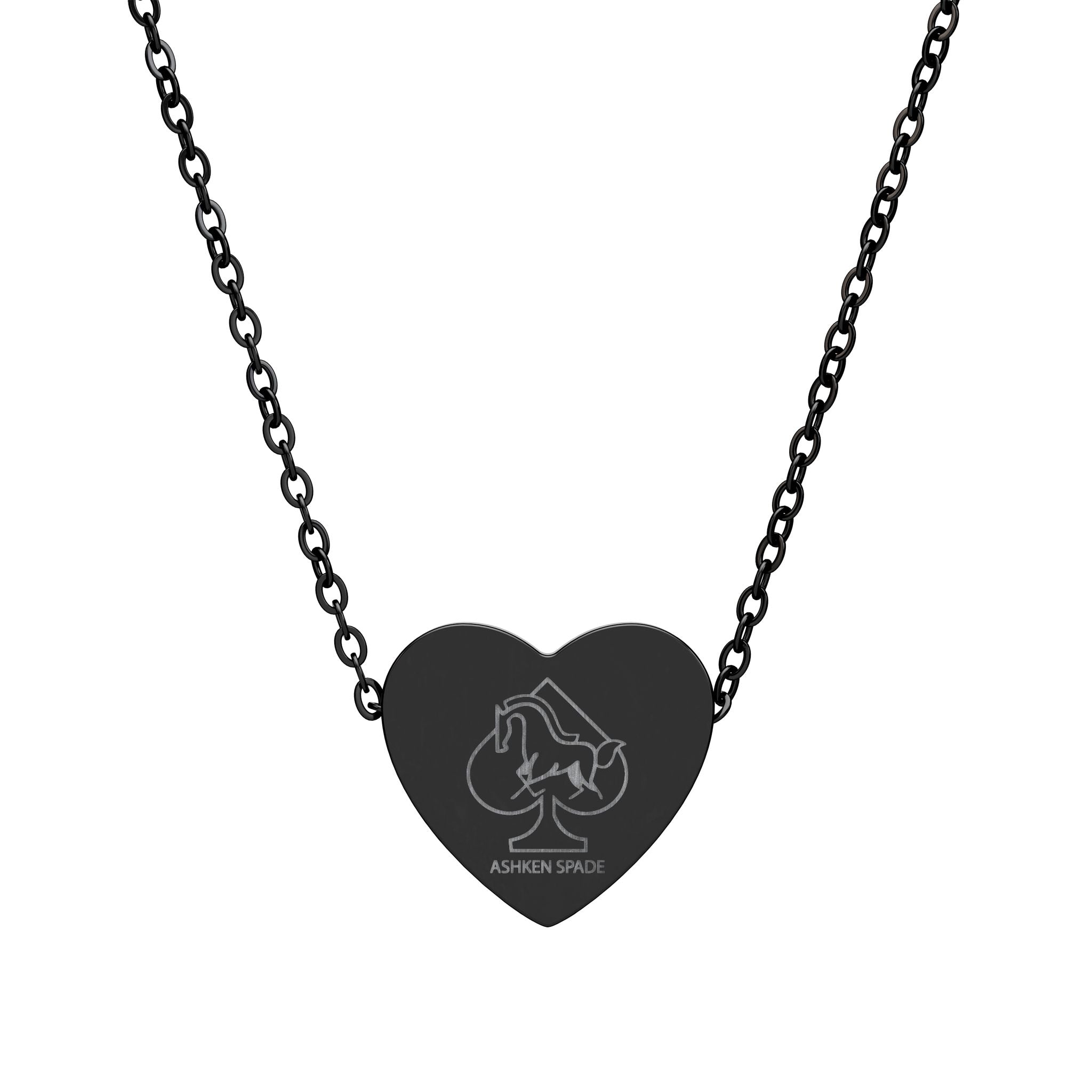 ASHKEN Spade Engraved Heart Necklace