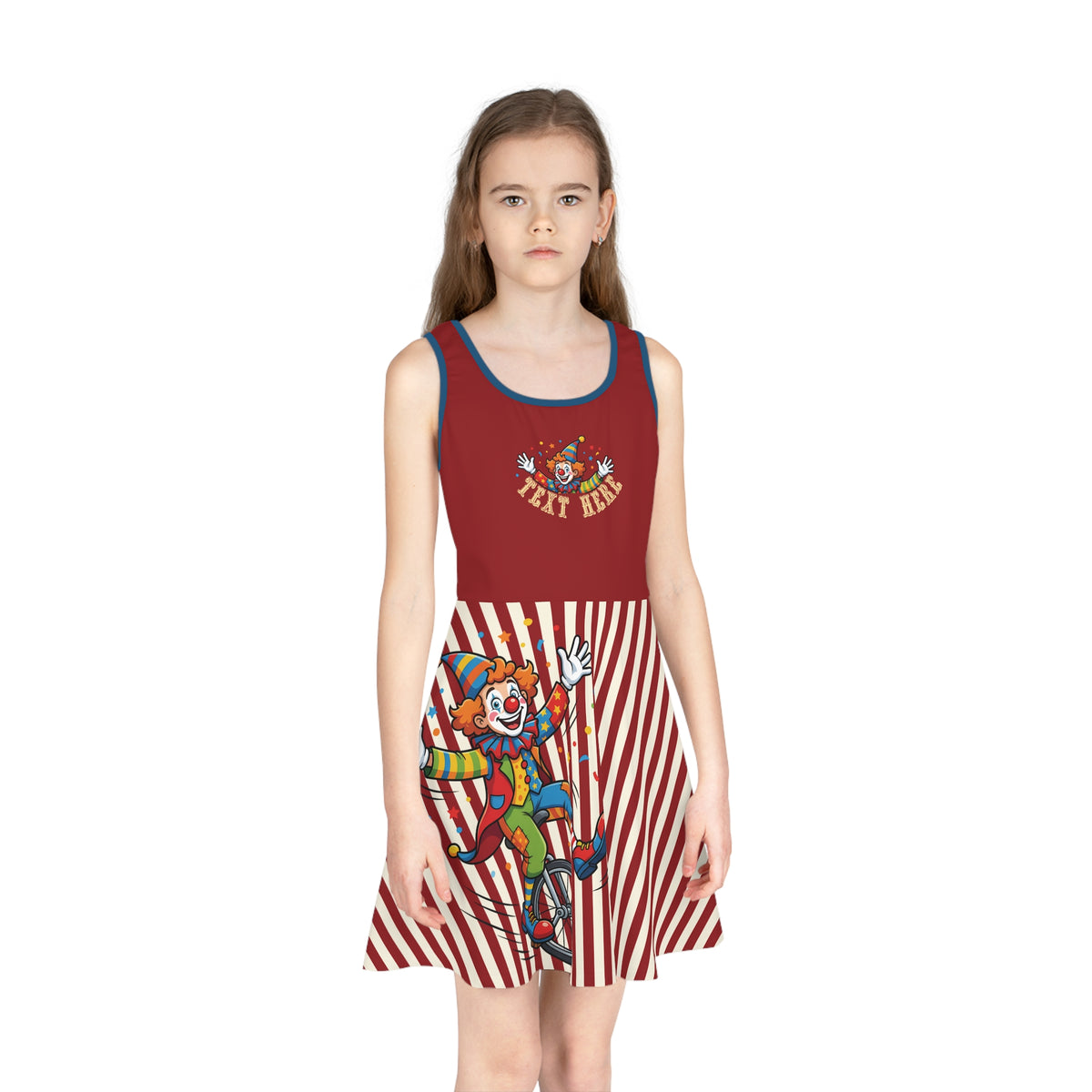 Girls’ Circus Clown Sundress – Playful Big Top Stripes Dress
