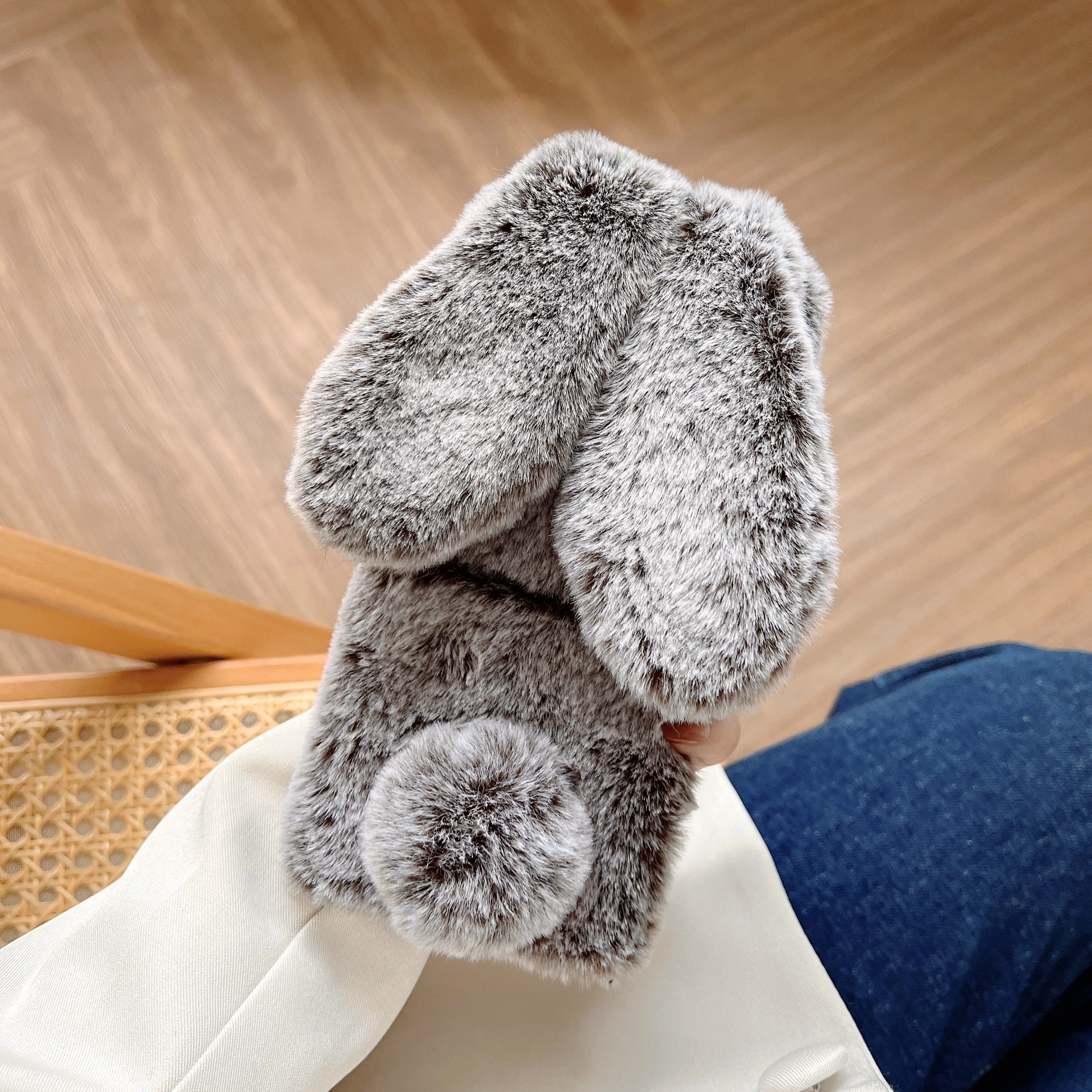 Foldable Screen Plush Rabbit Ears Mobile Phone Protective Case